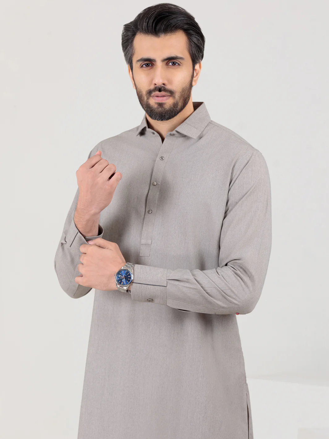 Grey Blended Kameez Shalwar - ALWA-KS-316 - Image 3