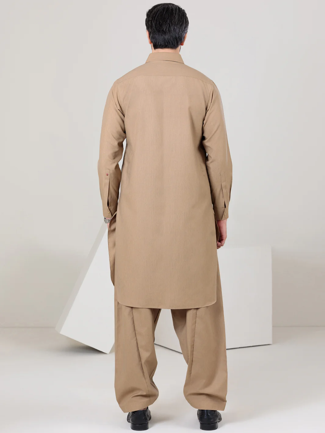 Beige Blended Kameez Shalwar - ALWA-KS-317 - Image 3