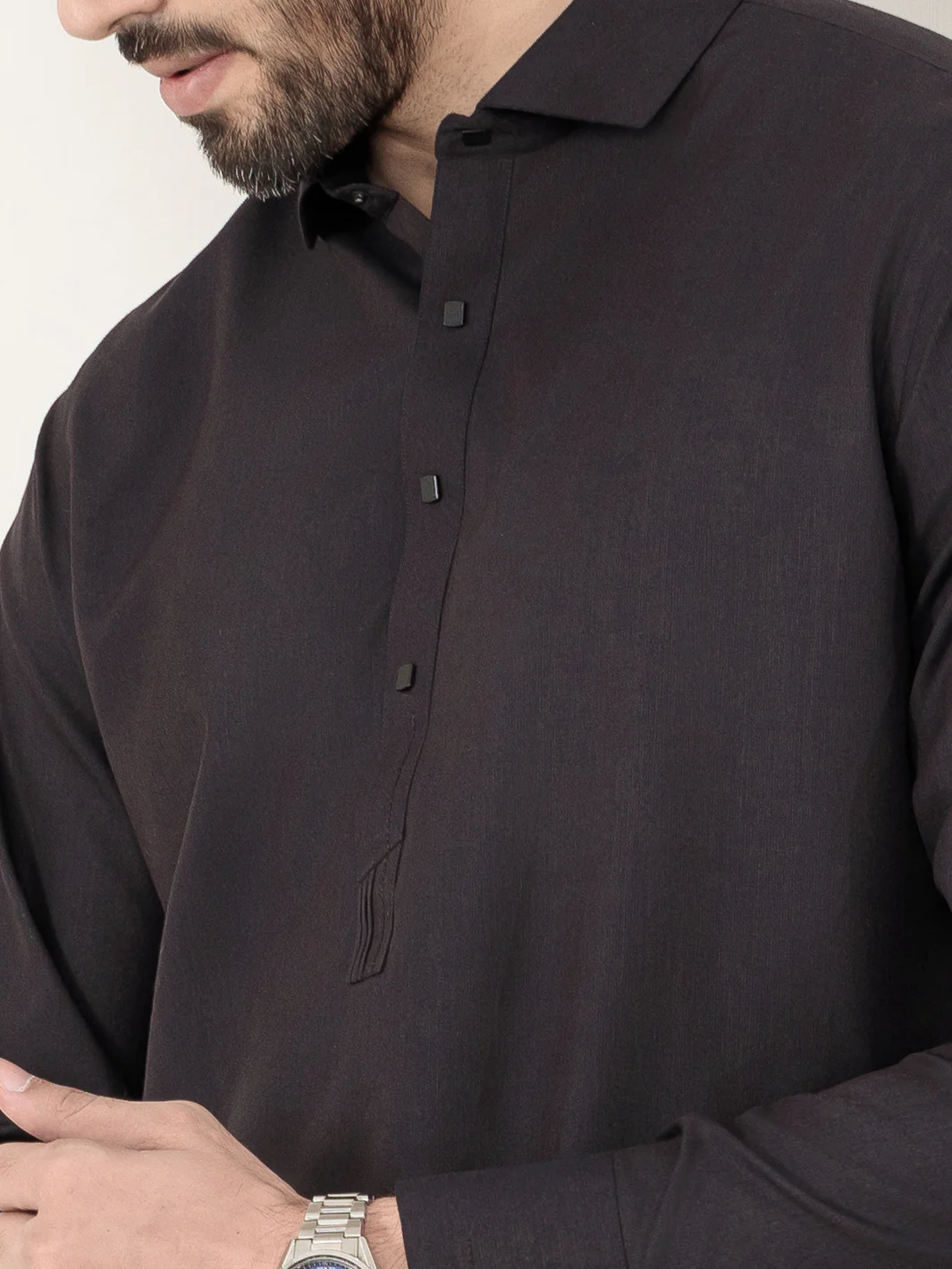 Dark Brown Blended Kameez Shalwar - ALWA-KS-318 - Image 4
