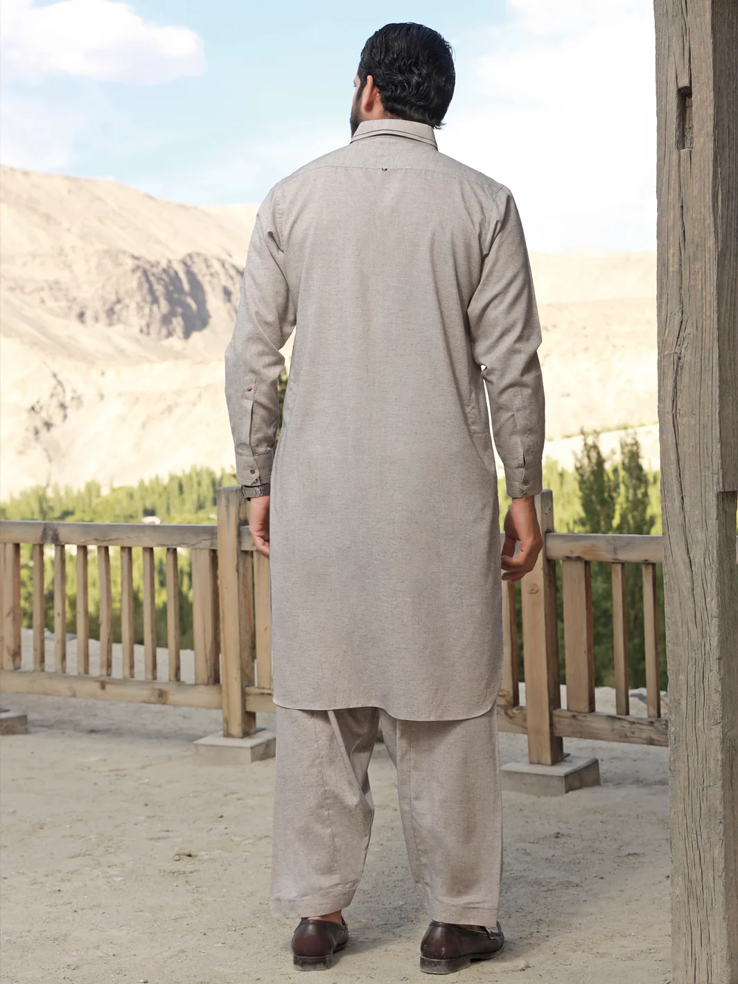 Grey Blended Kameez Shalwar - ALWA-KS-324 - Image 4