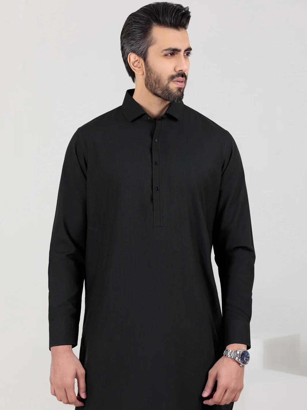 Black Blended Kameez Shalwar - ALWA-KS-325 - Image 3