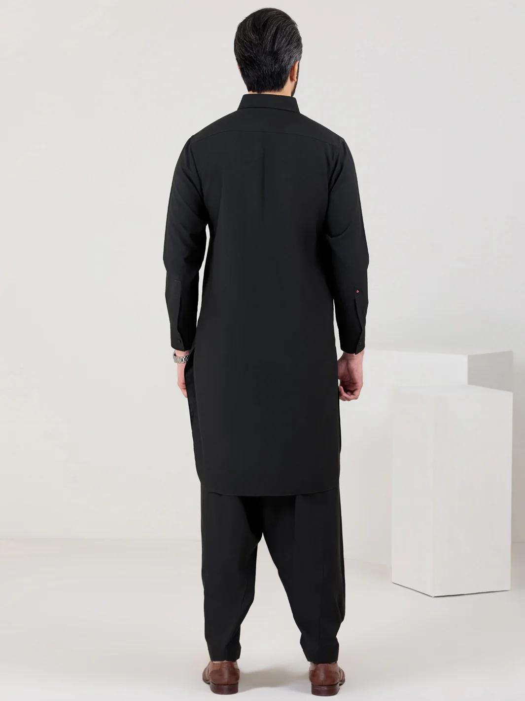 Black Blended Kameez Shalwar - ALWA-KS-325 - Image 4
