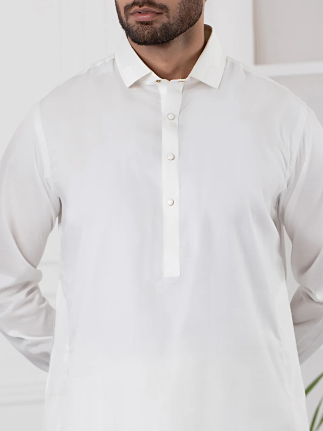 White Cotton Kameez Shalwar - ALWA-KS-334 - Image 4