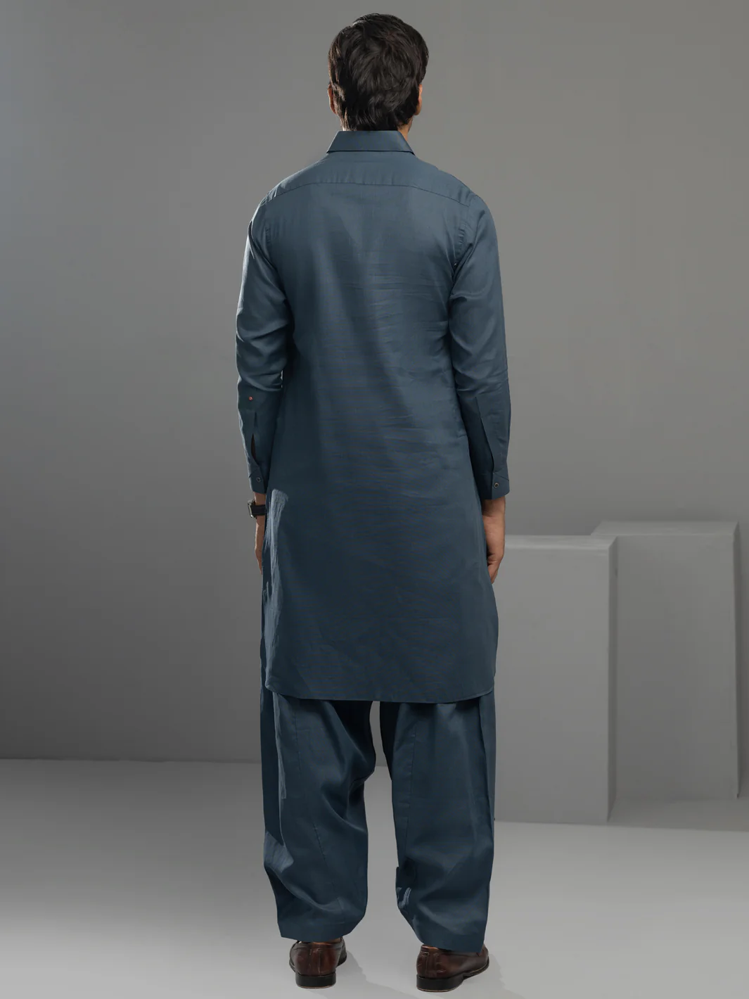 Blue Cotton Kameez Shalwar - ALWA-KS-343 - Image 3