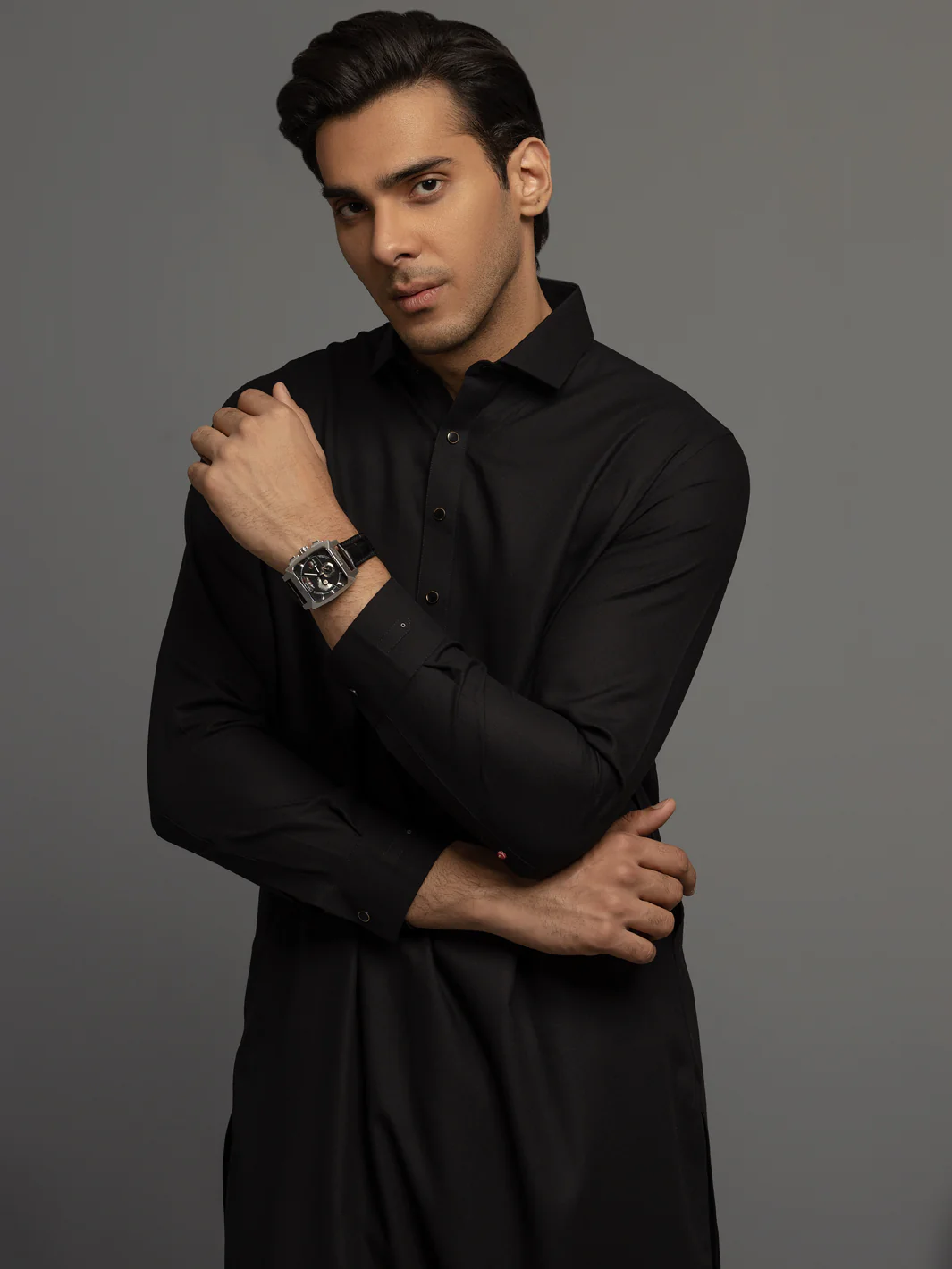 Black Blended Kameez Shalwar - ALWA-KS-347 - Image 3