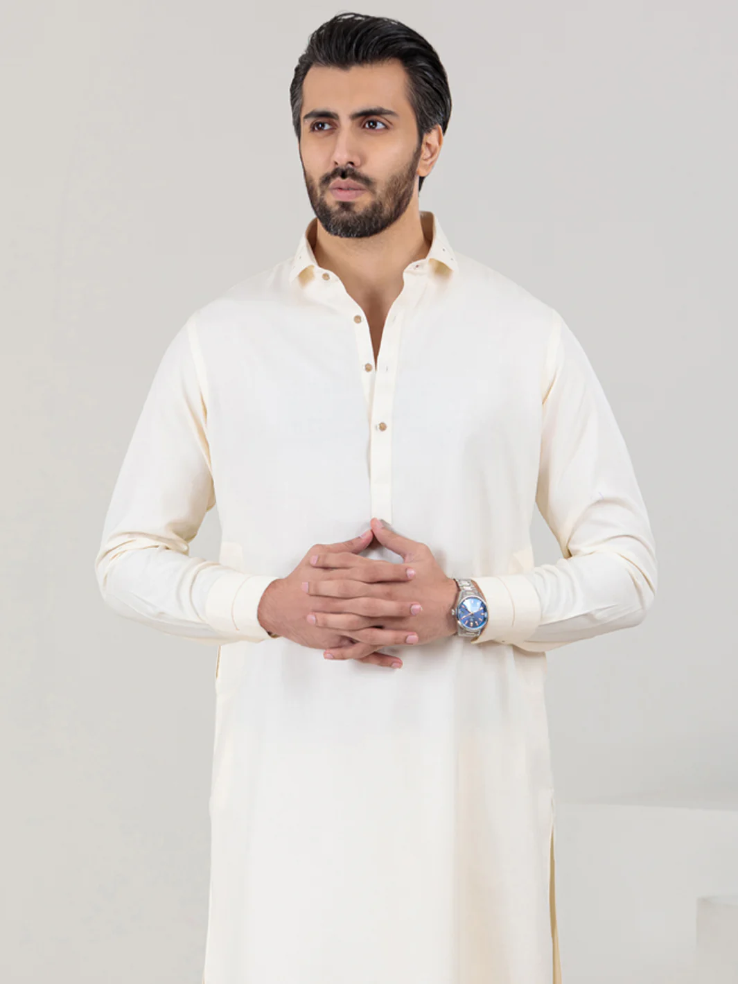 Off White Blended Kameez Shalwar - ALWA-KS-352 - Image 4