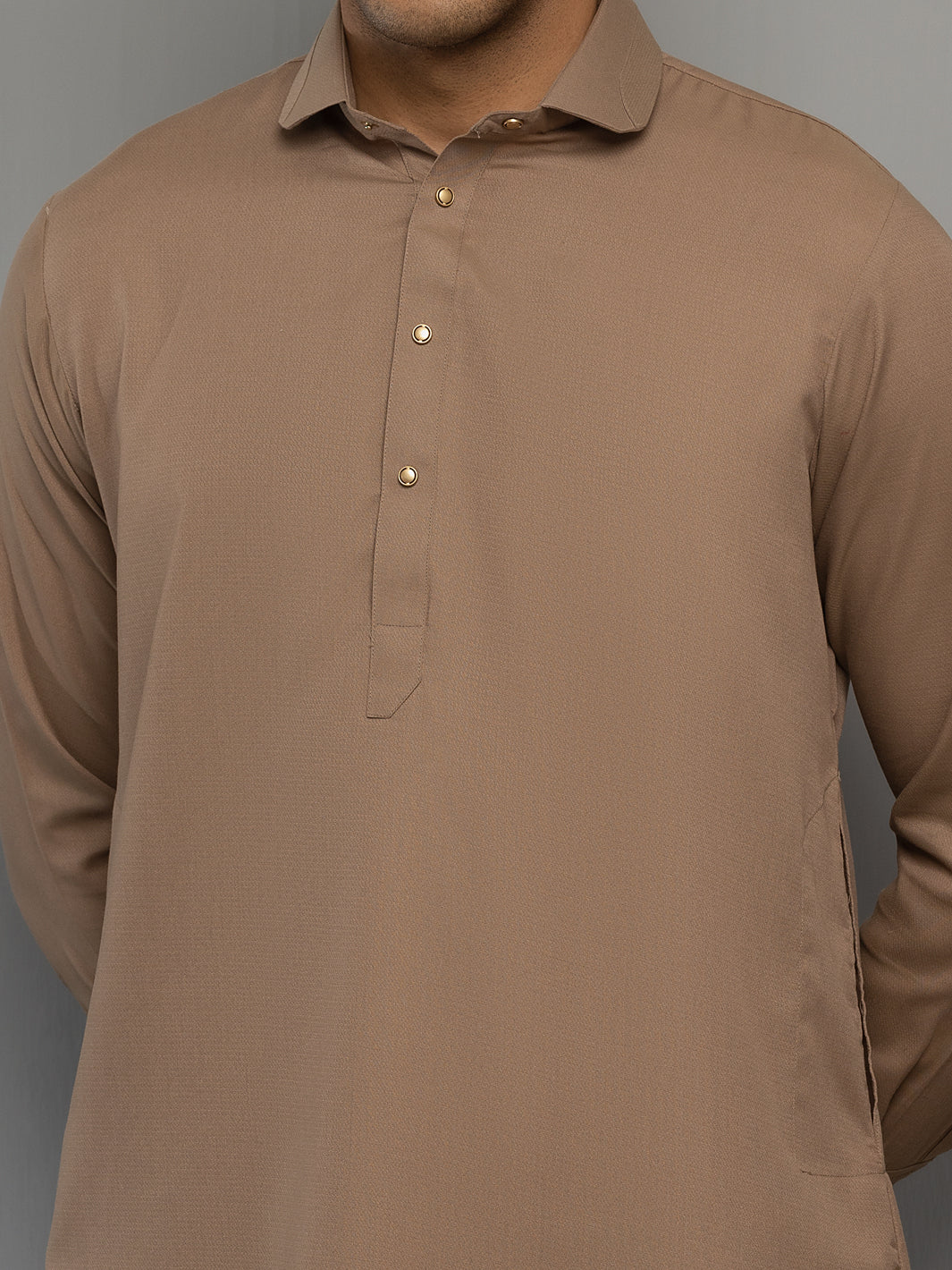 Brown Blended Kameez Shalwar - ALWA-KS-355 - Image 2