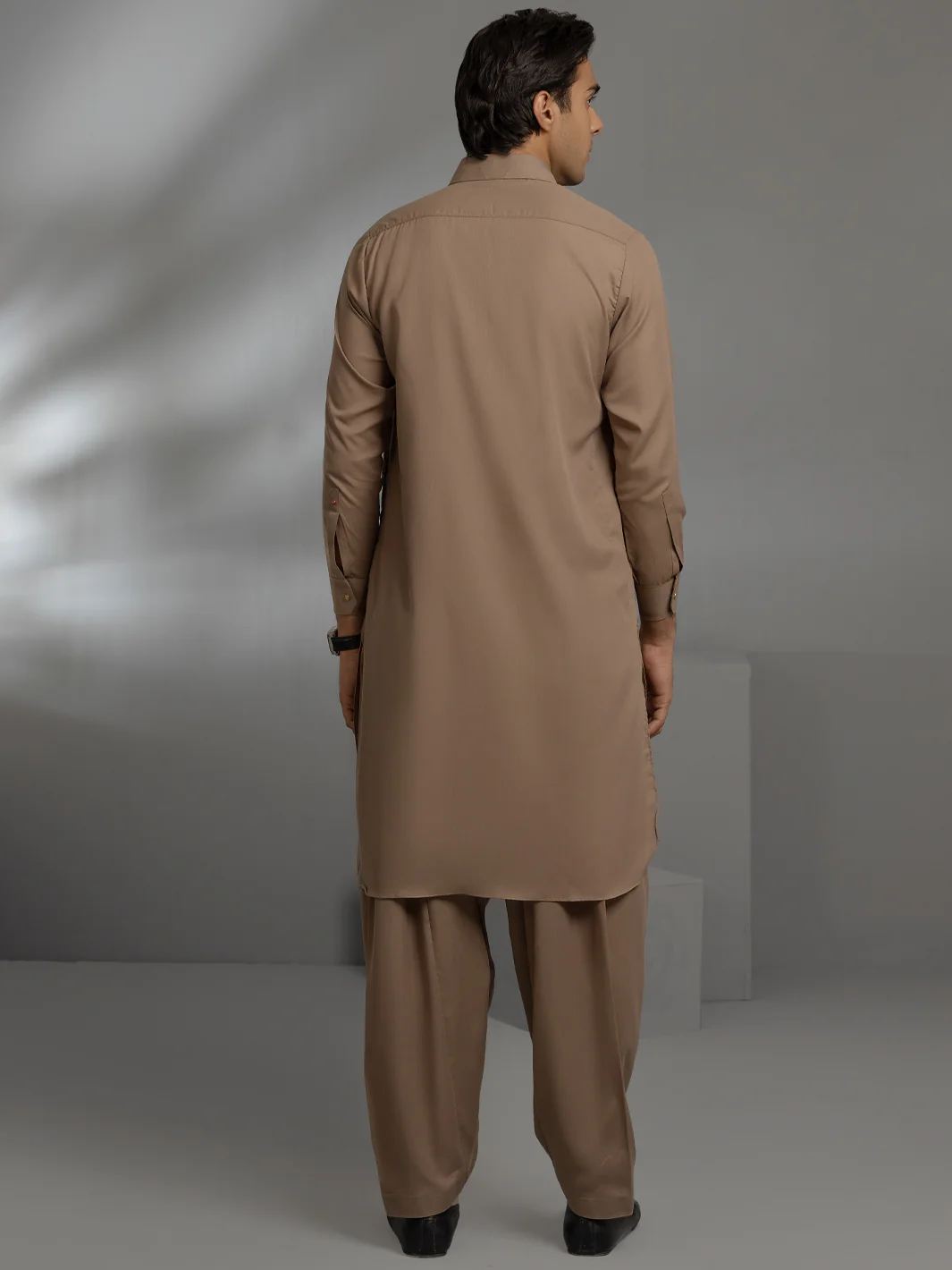 Brown Blended Kameez Shalwar - ALWA-KS-355 - Image 3