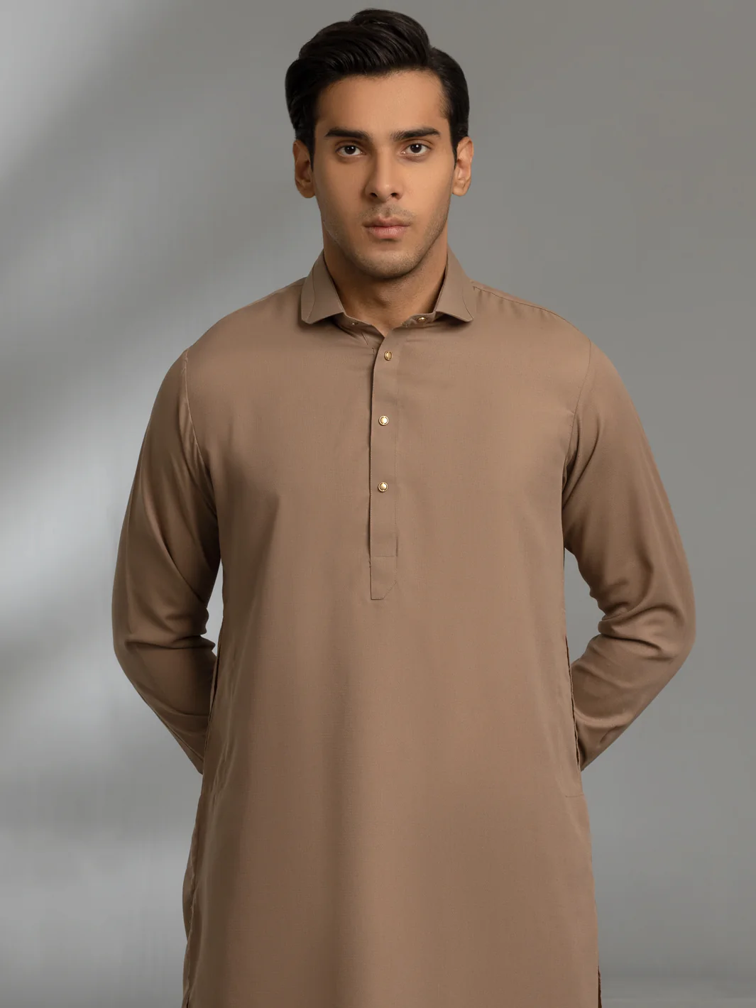 Brown Blended Kameez Shalwar - ALWA-KS-355 - Image 4