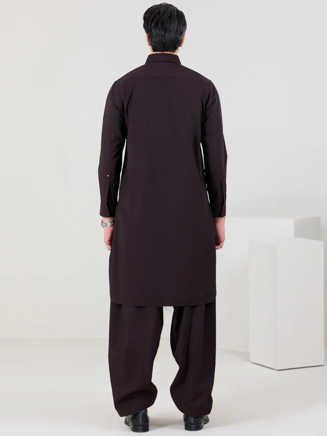 Maroon Blended Kameez Shalwar - ALWA-KS-358 - Image 3