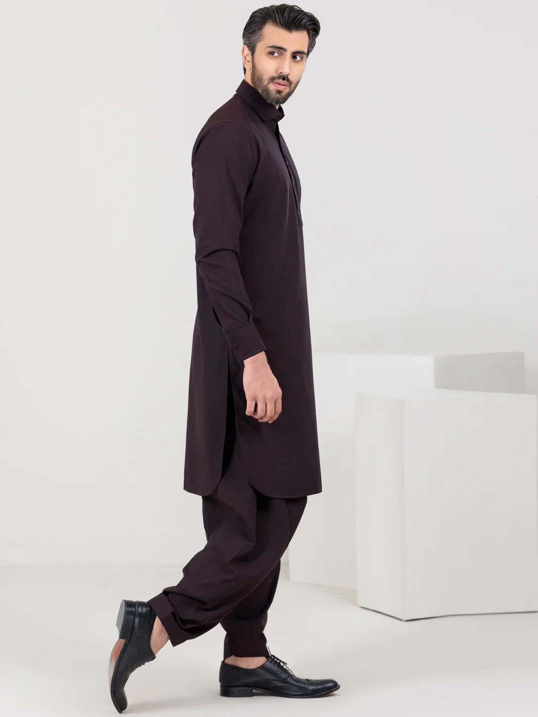 Maroon Blended Kameez Shalwar - ALWA-KS-358 - Image 5