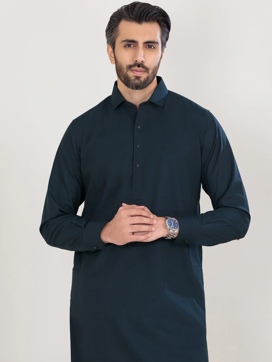 Navy Blue Blended Kameez Shalwar - ALWA-KS-360 - Image 4