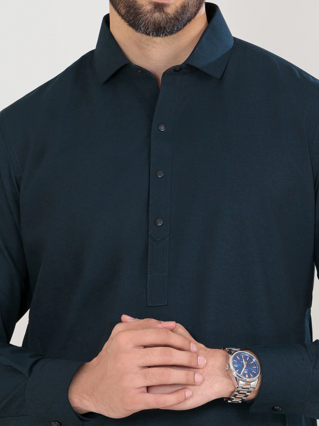 Navy Blue Blended Kameez Shalwar - ALWA-KS-360A - Image 5