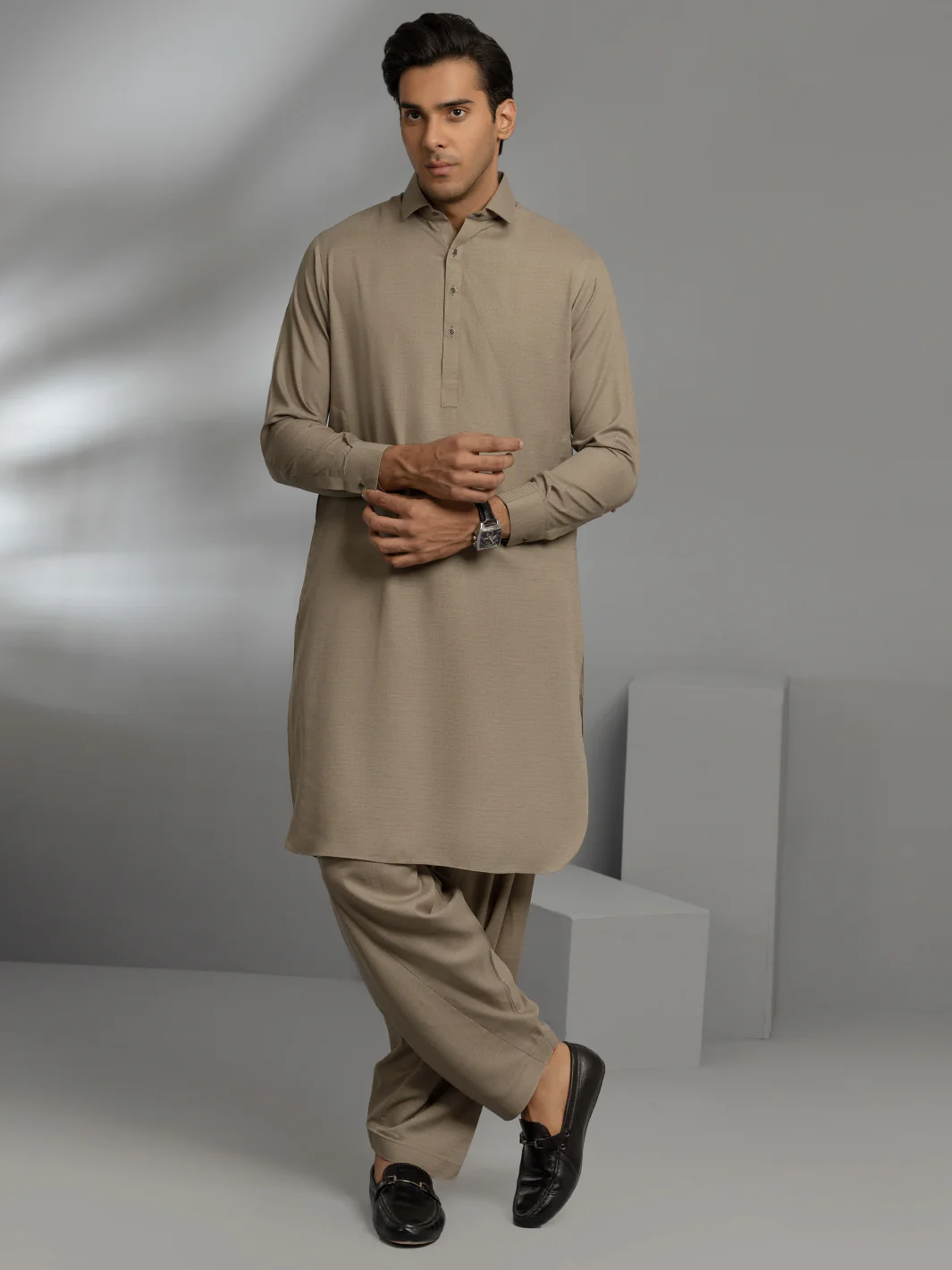 Green Blended Kameez Shalwar - ALWA-KS-361