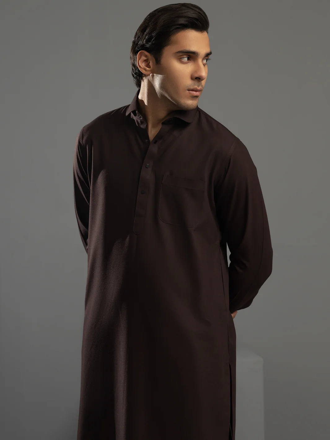 Brown Blended Kameez Shalwar - ALWA-KS-363 - Image 3