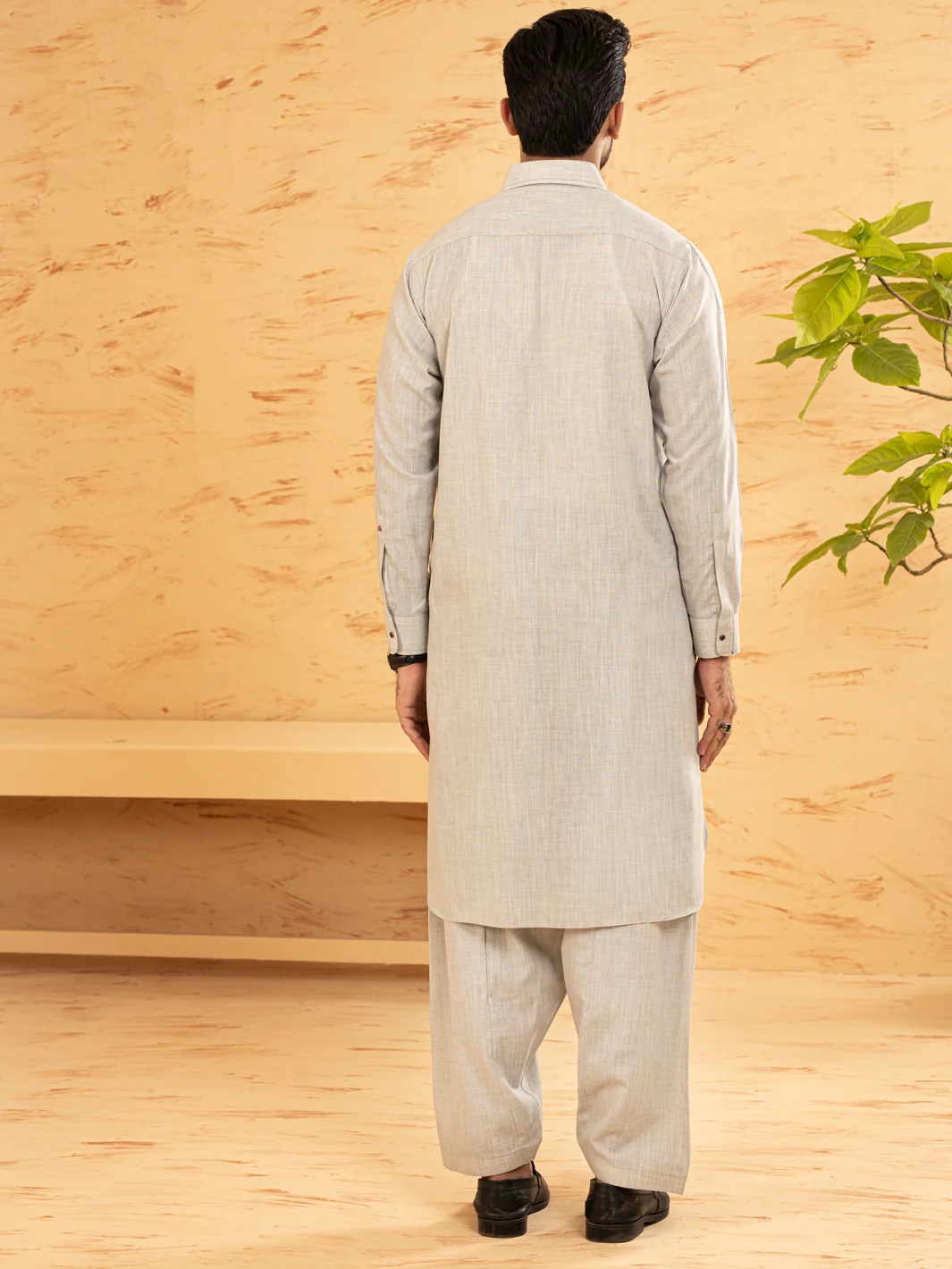 Light Grey Blended Kameez Shalwar - ALWA-KS-364 - Image 3