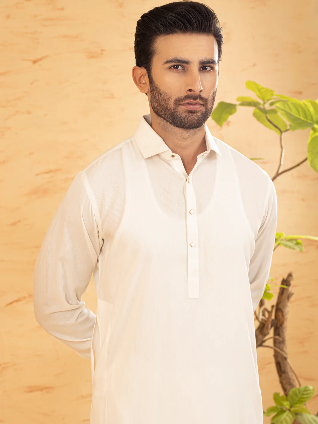 White Blended Kameez Shalwar - ALWA-KS-366 - Image 3