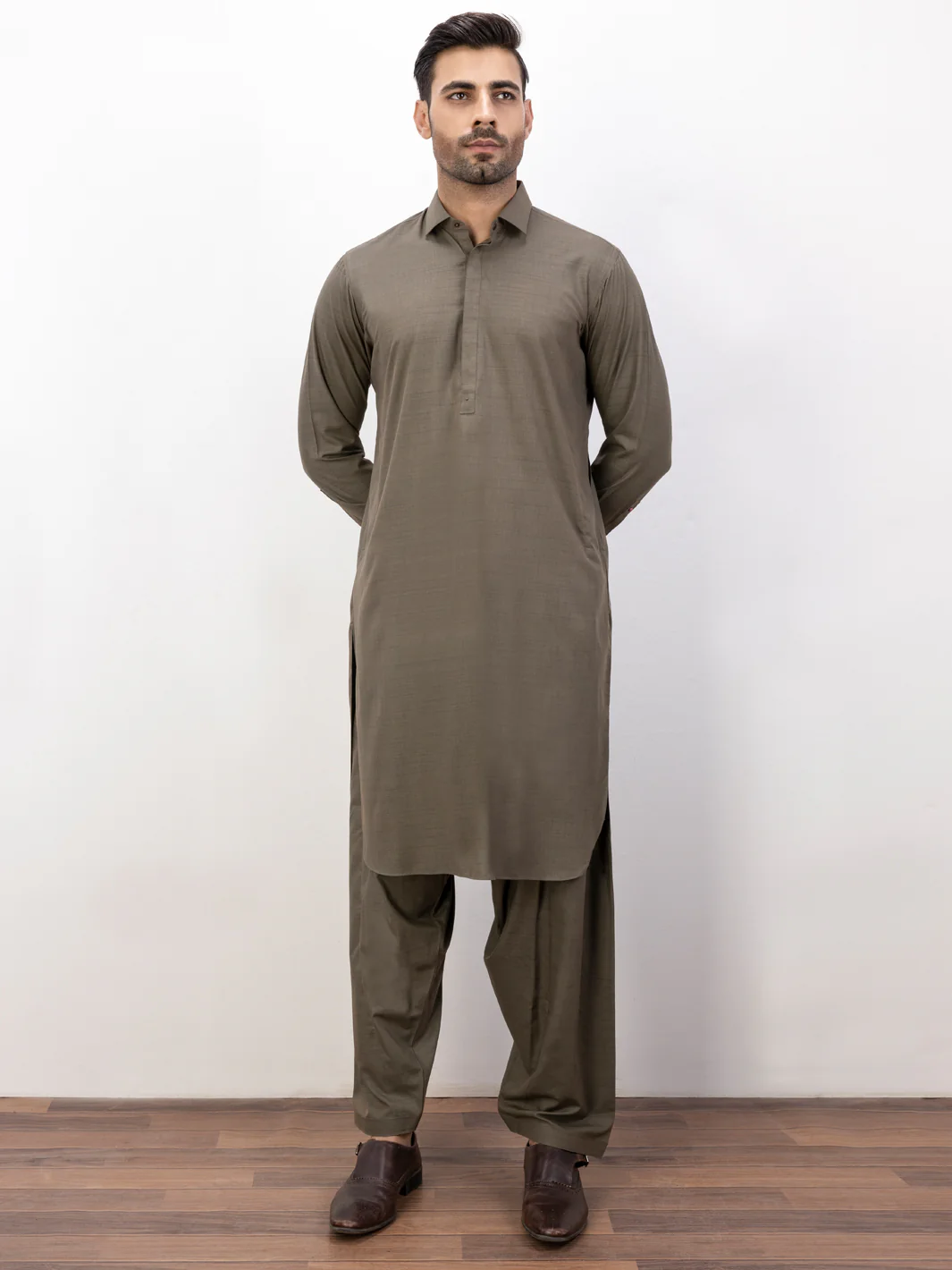 Green Blended Kameez Shalwar - ALWA-KS-368