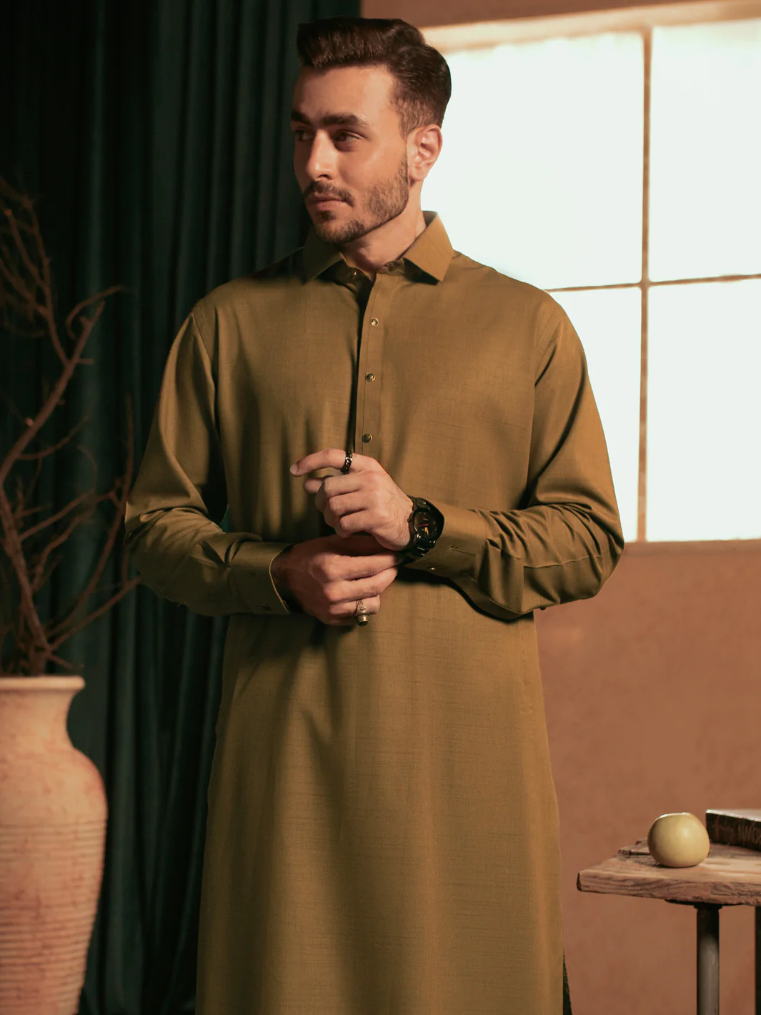 Brown Blended Kameez Shalwar - ALWA-KS-369 - Image 4
