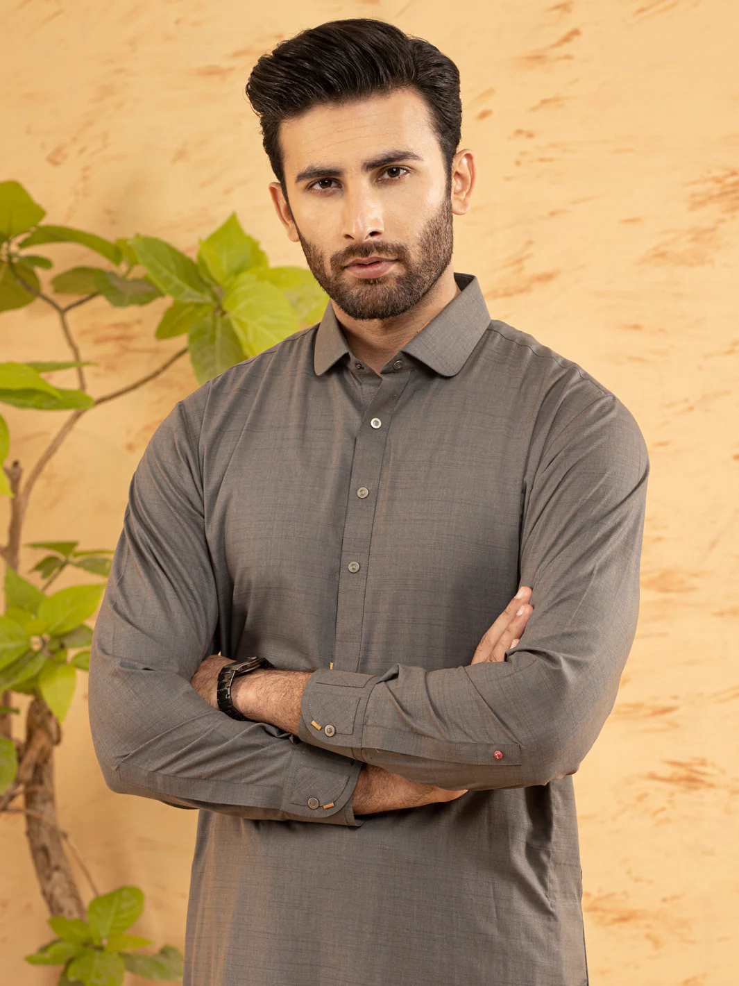 Grey Blended Kameez Shalwar - ALWA-KS-371 - Image 2