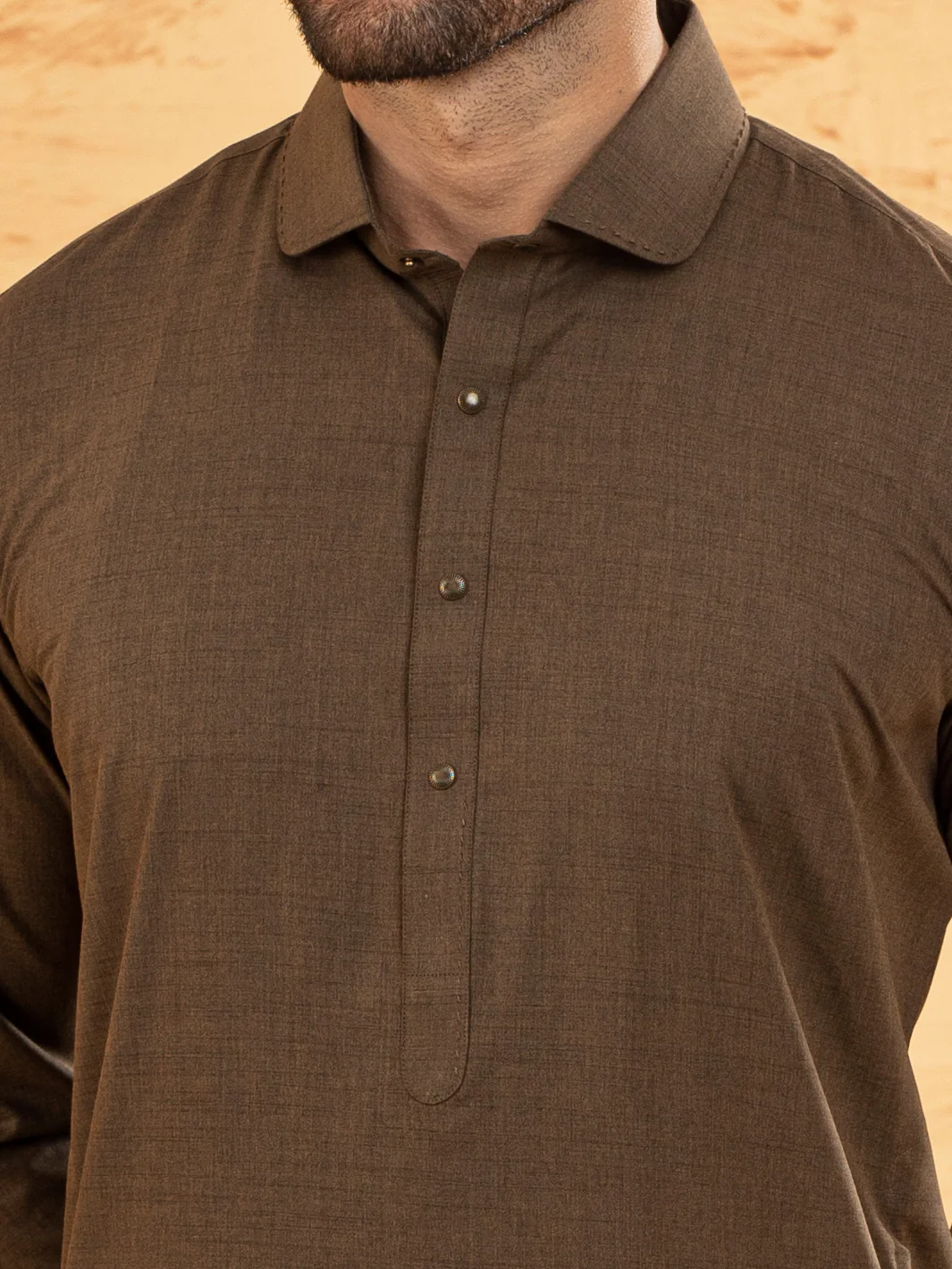 Brown Blended Kameez Shalwar - ALWA-KS-372 - Image 3