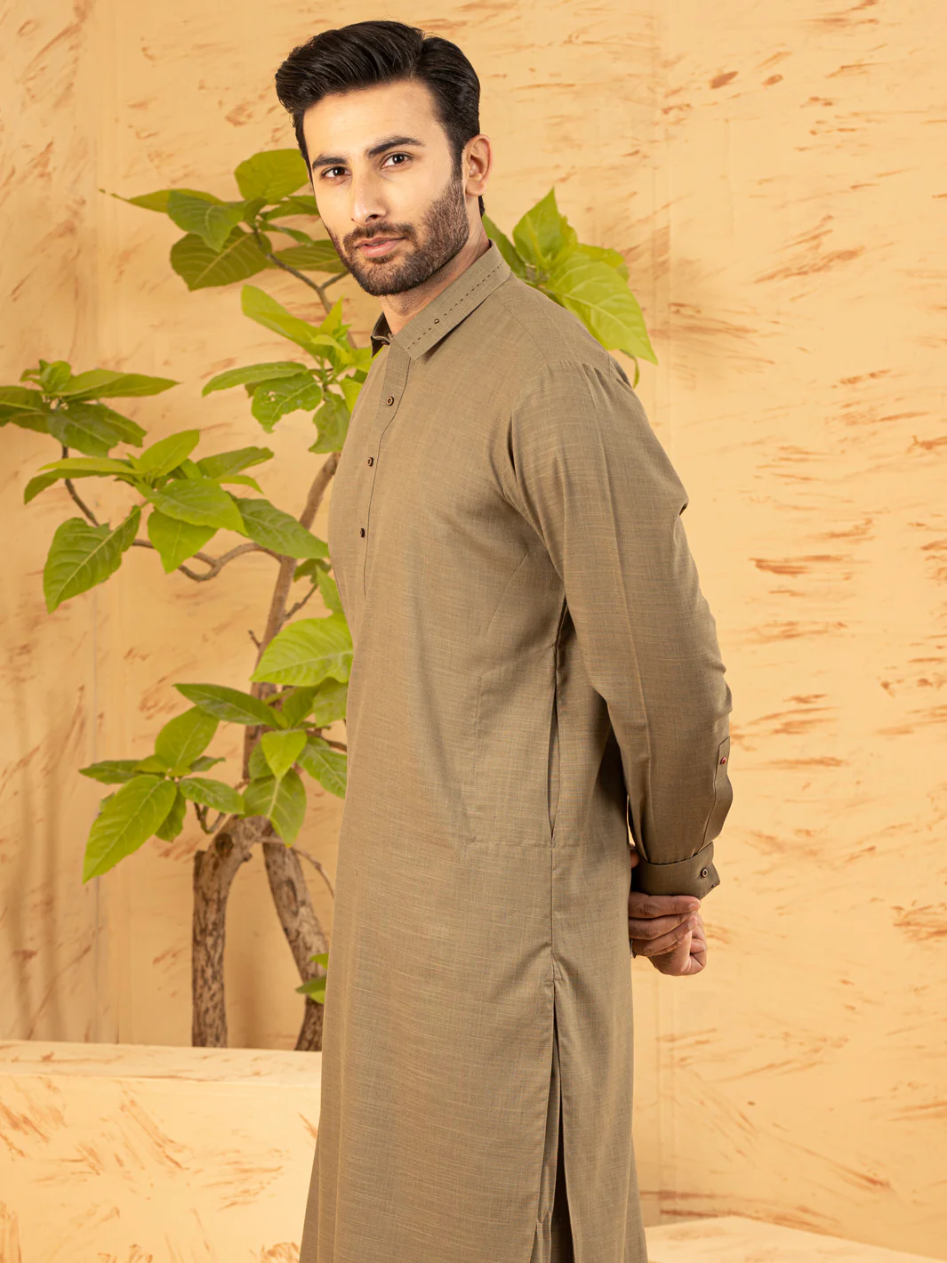 Green Cotton Kameez Shalwar - ALWA-KS-374 - Image 2