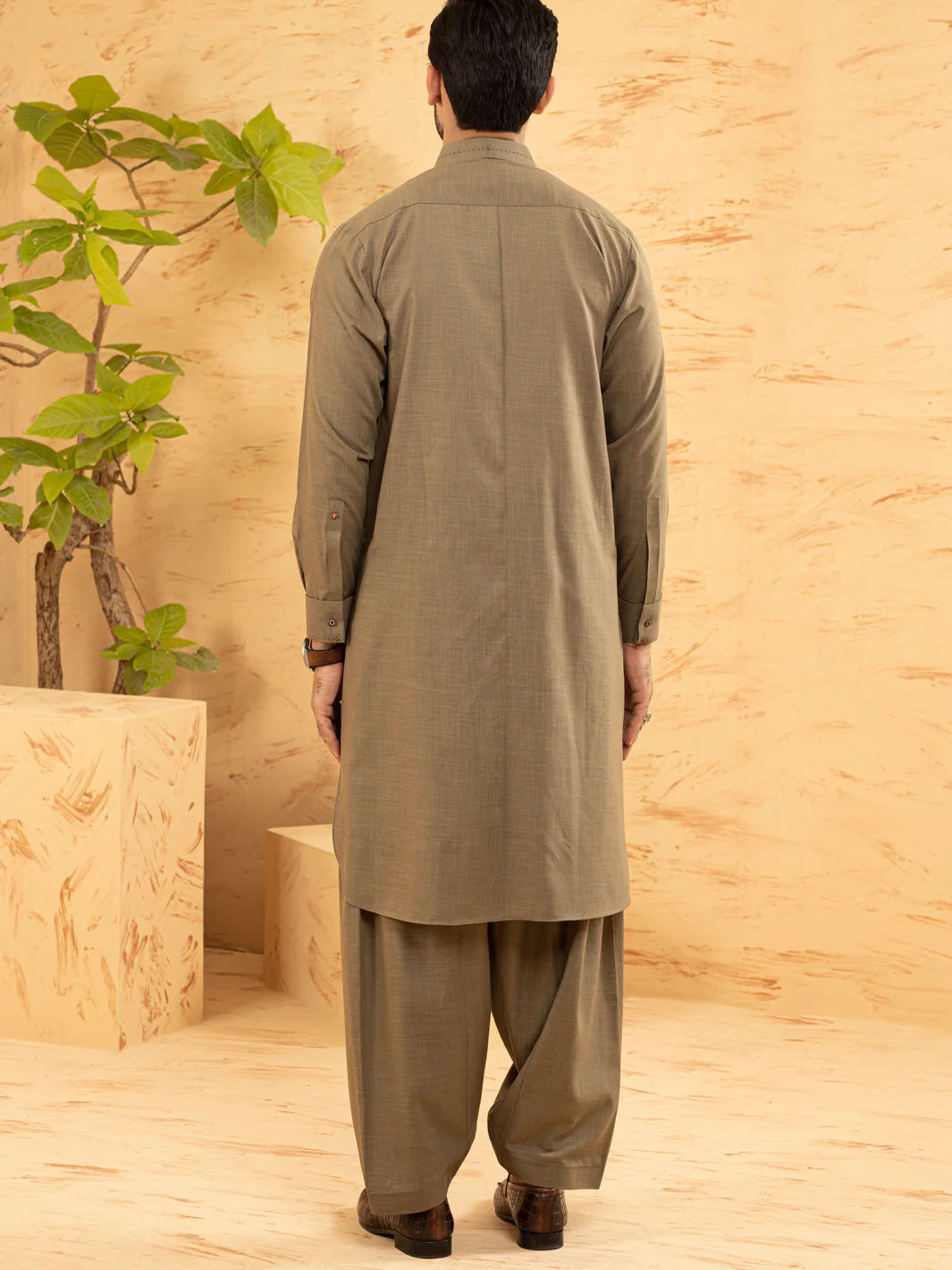 Green Cotton Kameez Shalwar - ALWA-KS-374 - Image 3