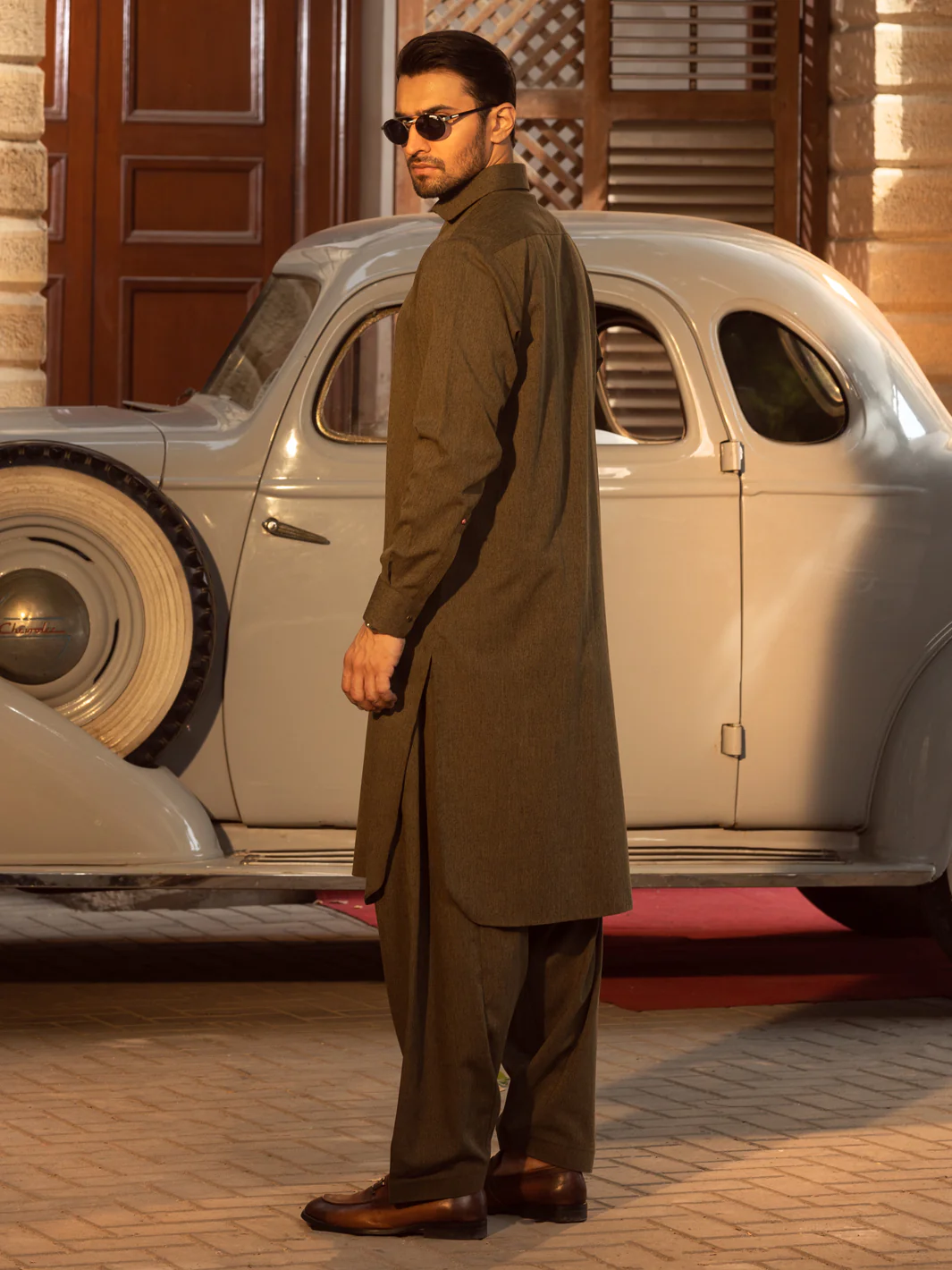 Green Blended Kameez Shalwar - ALWA-KS-376 - Image 2