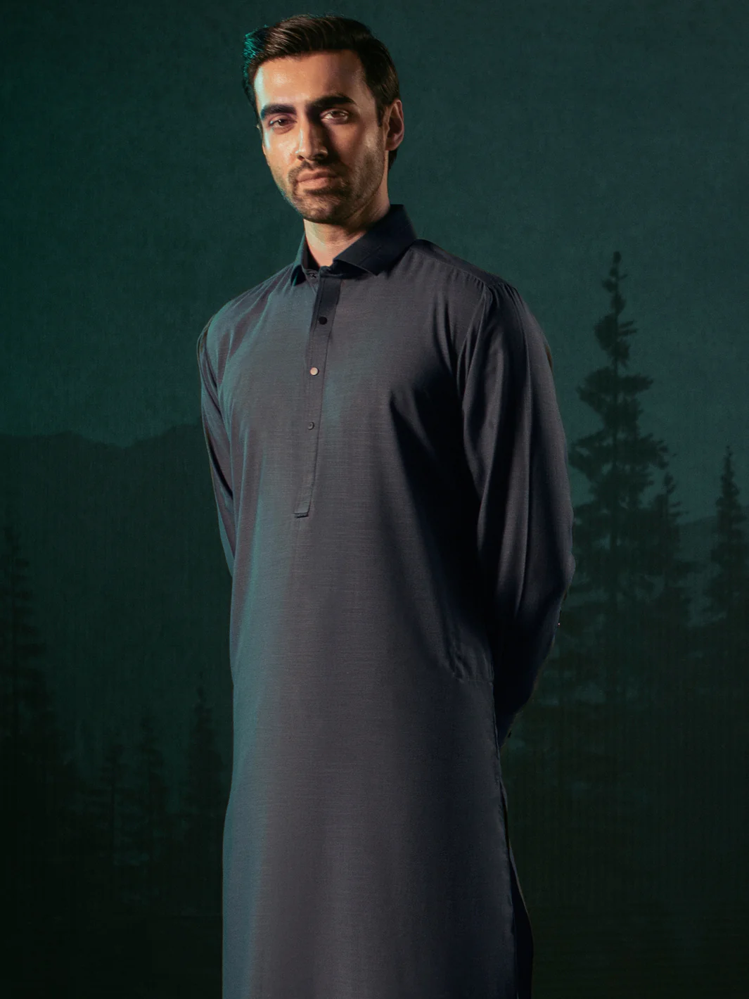 Dark Blue Cotton Kameez Shalwar - ALWA-KS-379 - Image 3