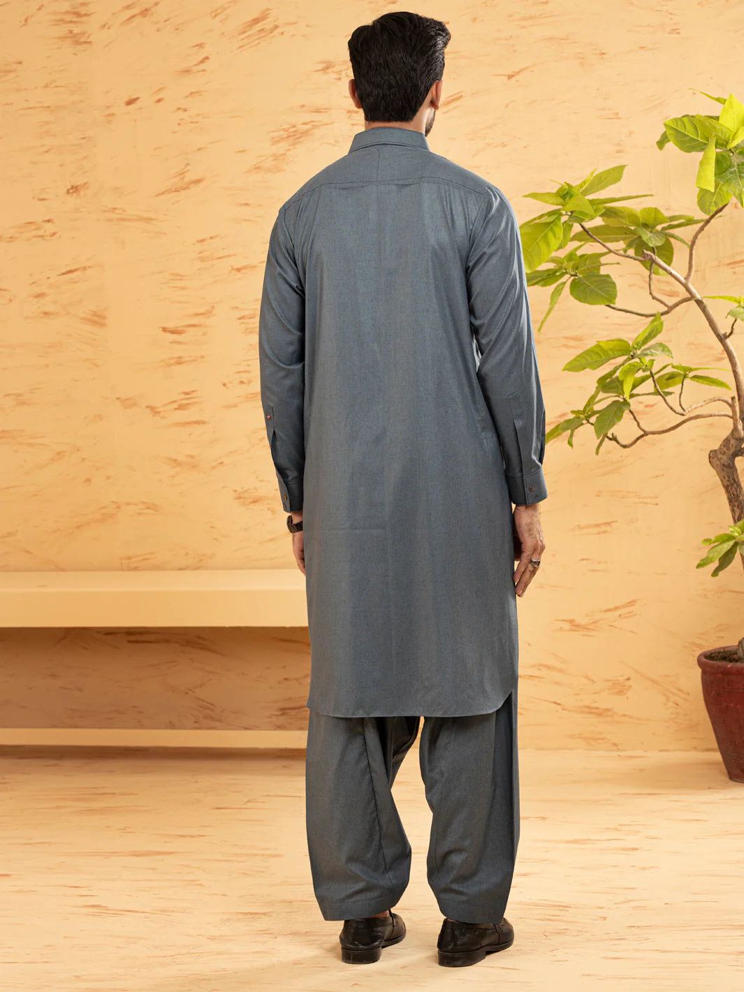 Blue Blended Kameez Shalwar - ALWA-KS-380 - Image 4