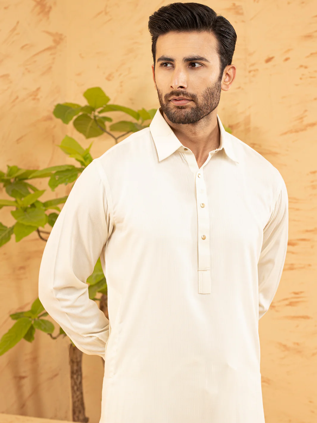 Off White Blended Kameez Shalwar - ALWA-KS-381 - Image 2