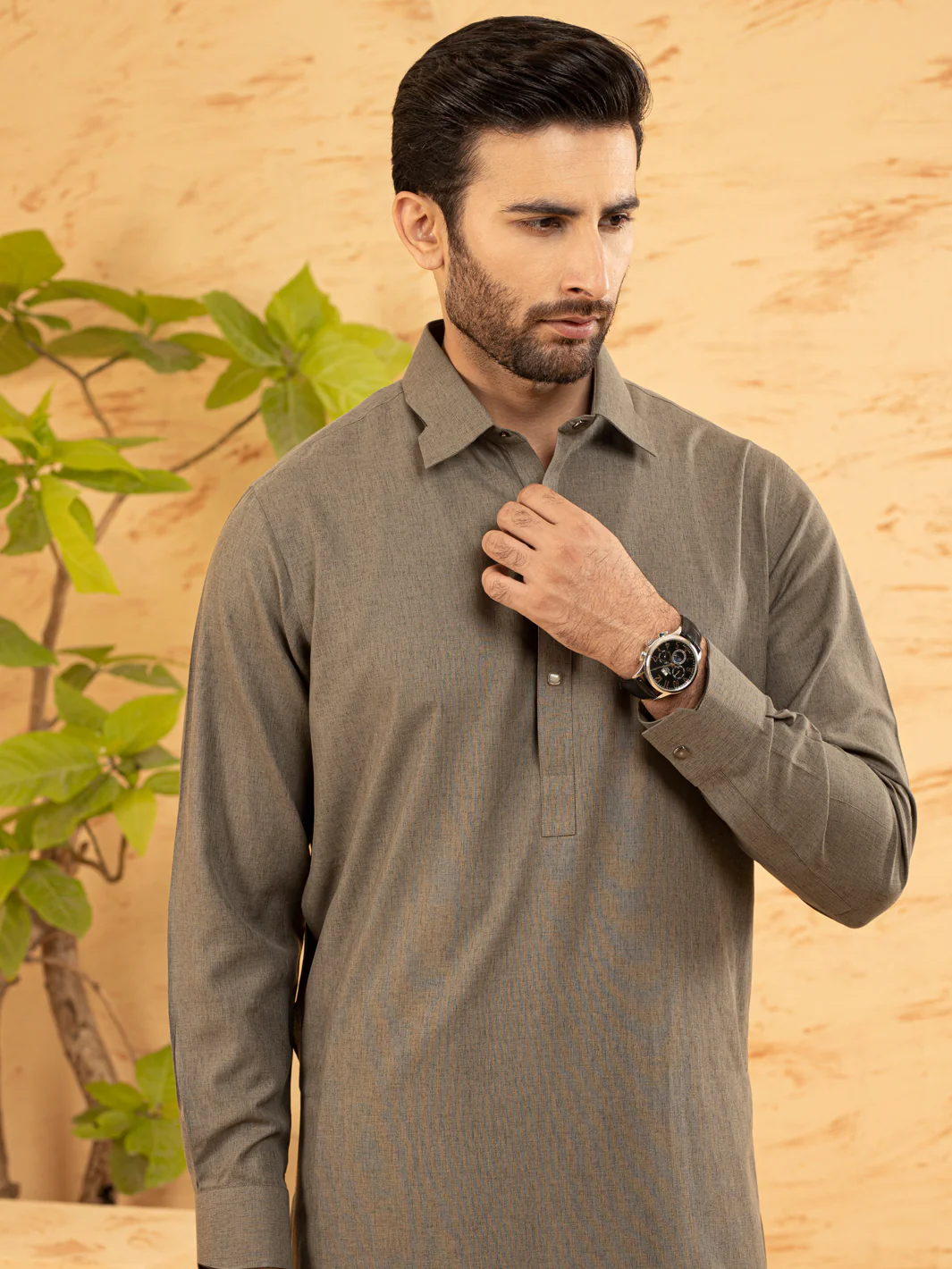 Grey Blended Kameez Shalwar - ALWA-KS-388 - Image 3