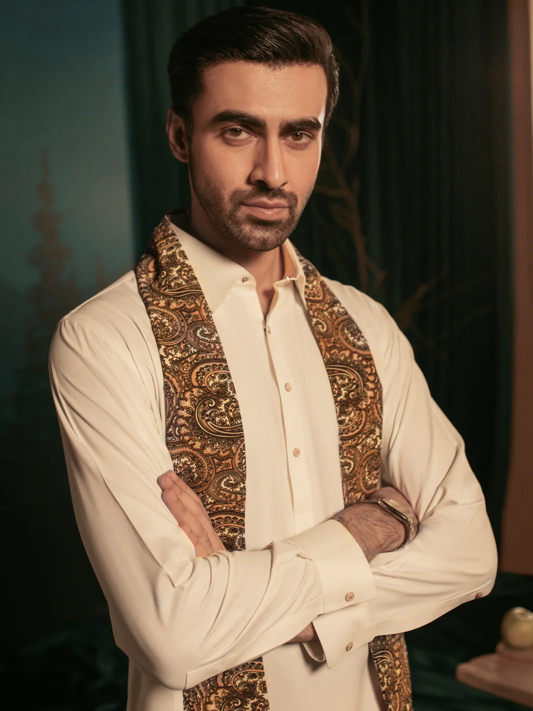 Off White Blended Kameez Shalwar - ALWA-KS-390 - Image 2