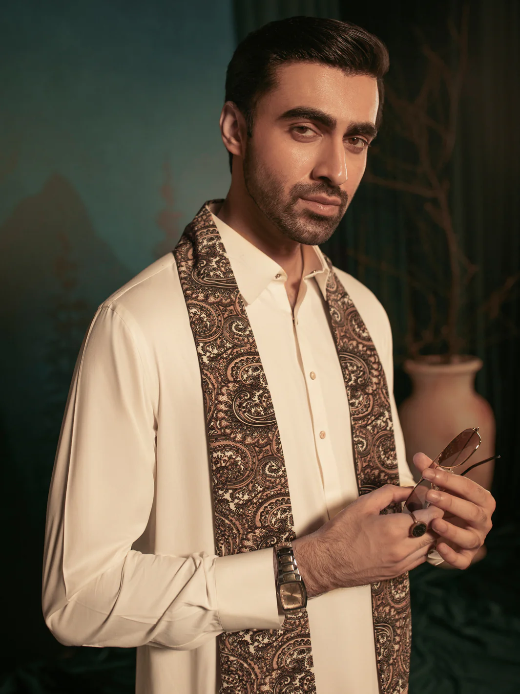Off White Blended Kameez Shalwar - ALWA-KS-390 - Image 4