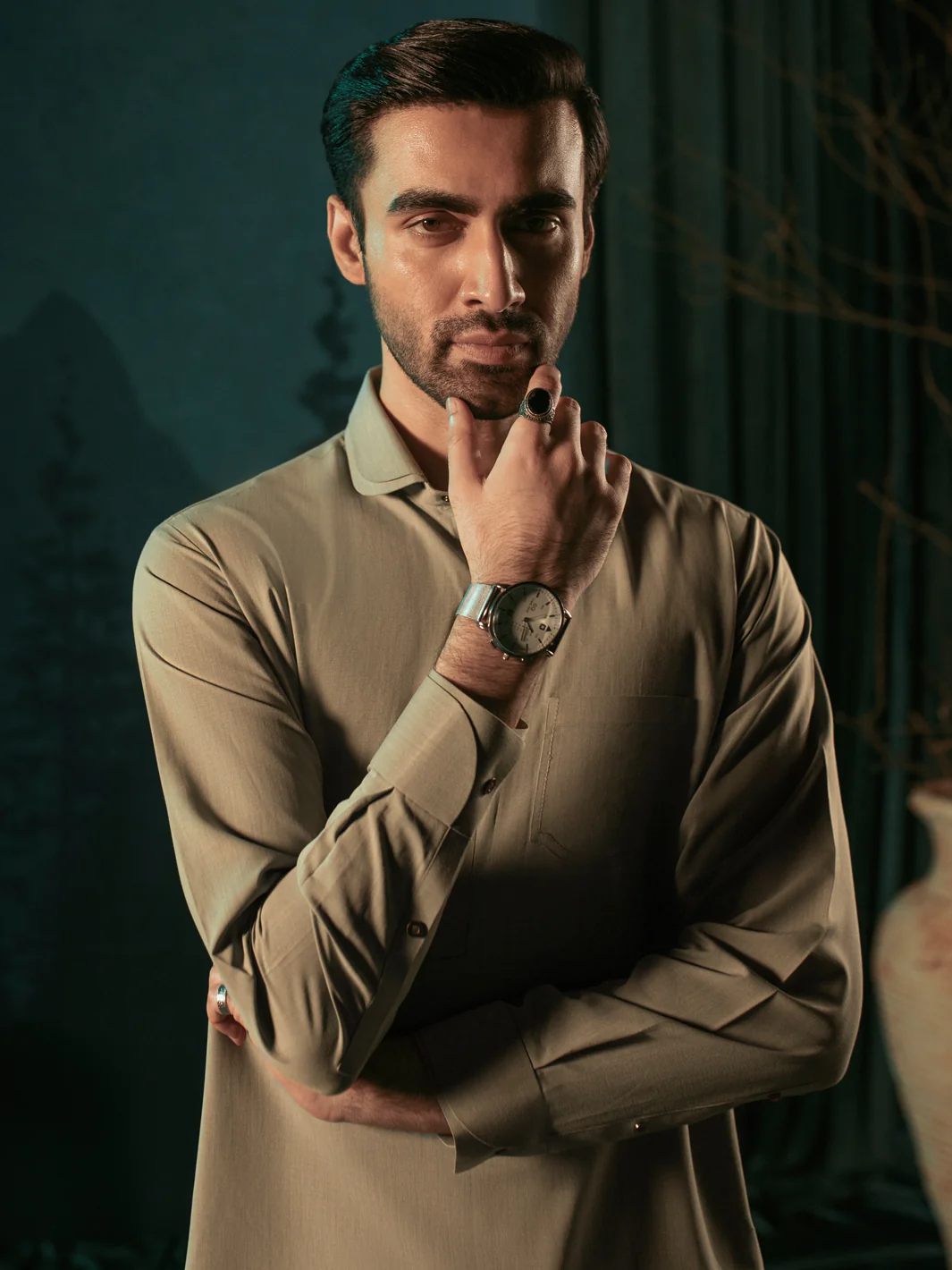 Light Grey Blended Kameez Shalwar - ALWA-KS-397 - Image 2