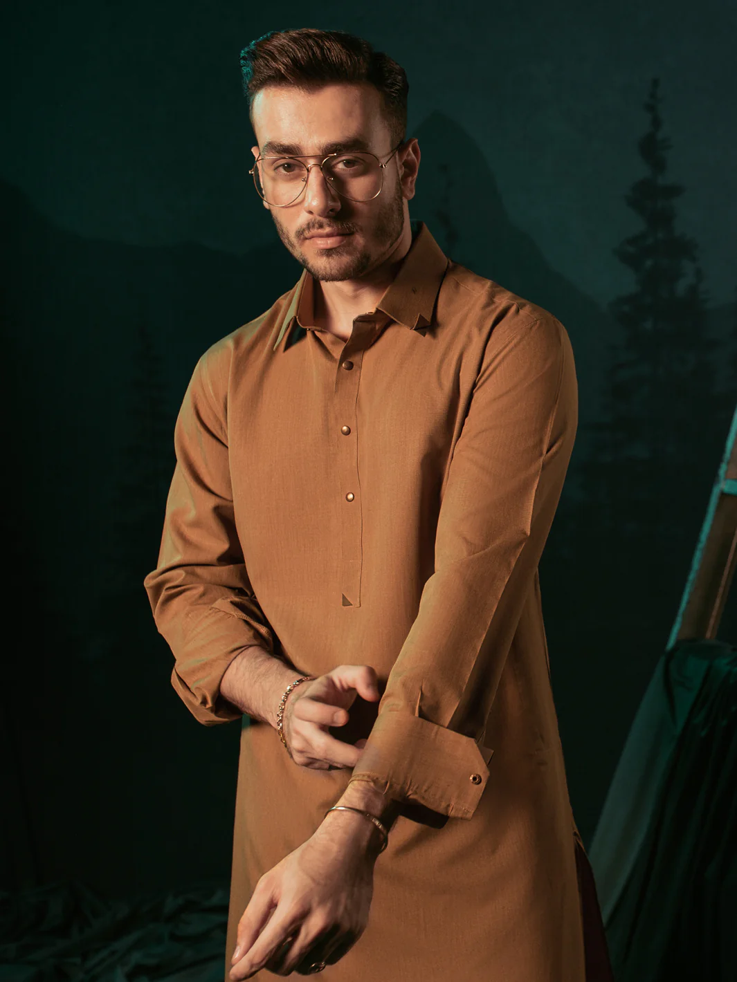 Brown Blended Kameez Shalwar - ALWA-KS-398 - Image 2