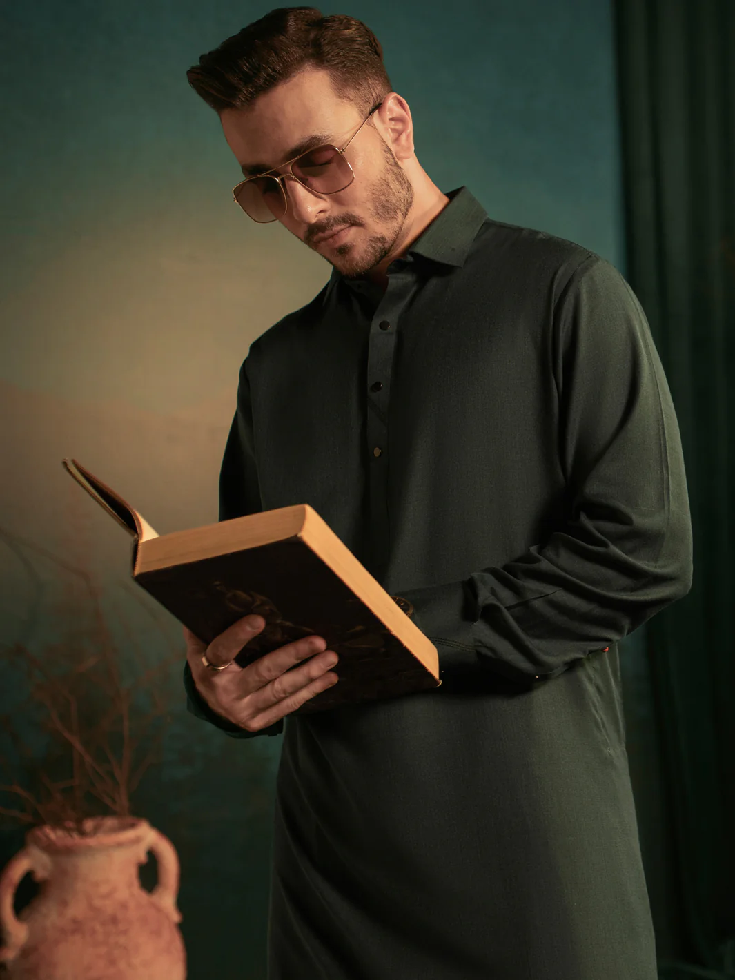 Green Blended Kameez Shalwar - ALWA-KS-406 - Image 6