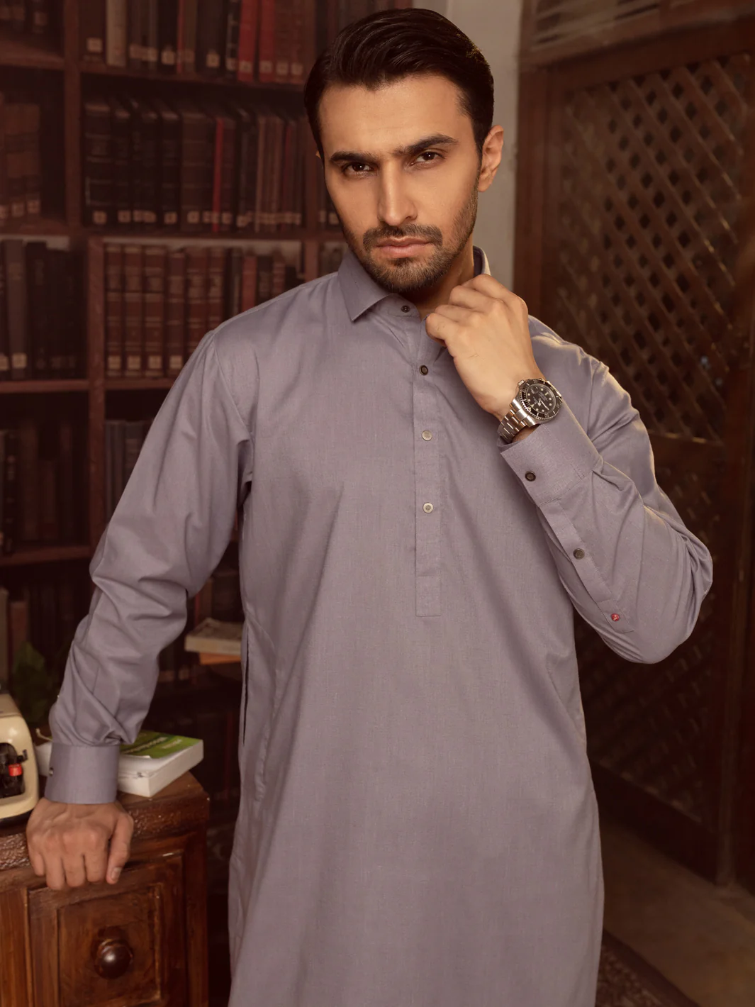 Purple Blended Kameez Shalwar - ALWA-KS-408 - Image 3