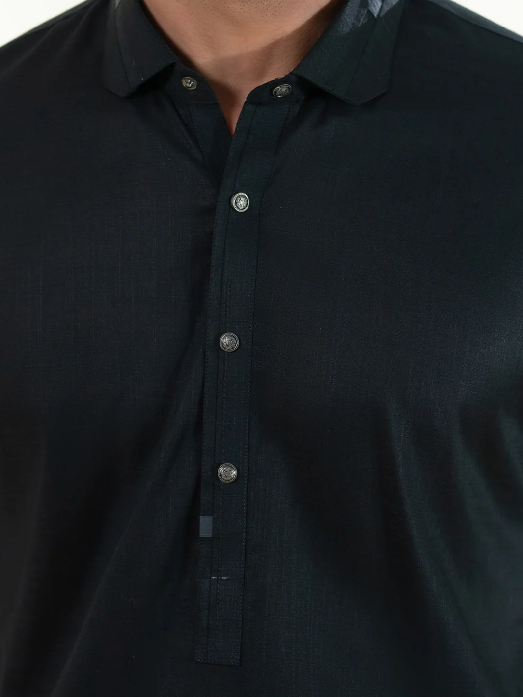 Black Cotton Kameez Shalwar - ALWA-KS-573 - Image 4