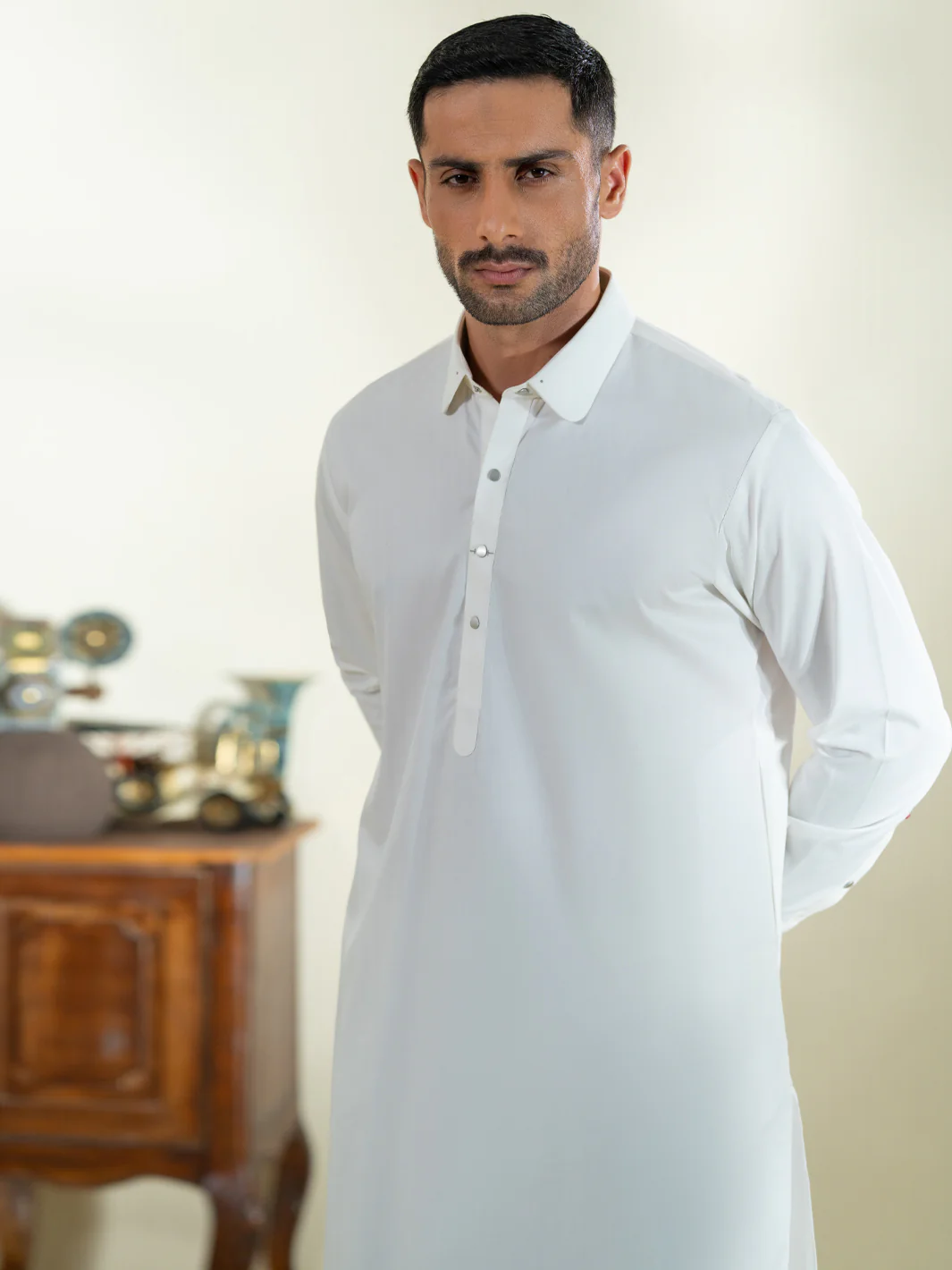 White Kameez Shalwar - ALWA-KS-592 - Image 2
