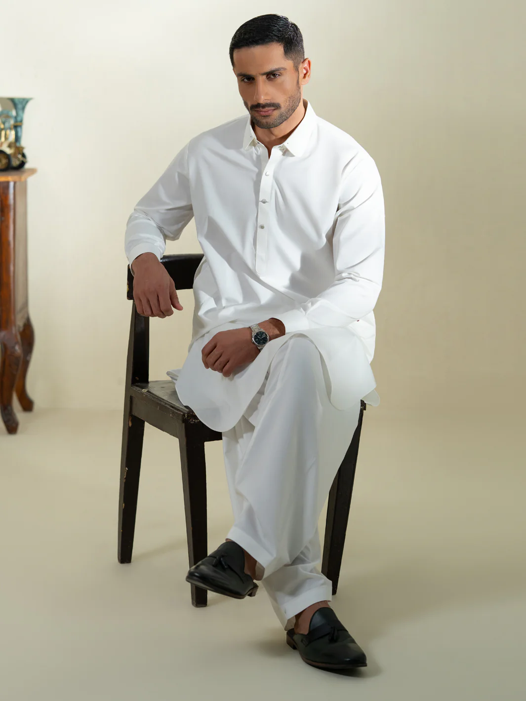 White Kameez Shalwar - ALWA-KS-592 - Image 4