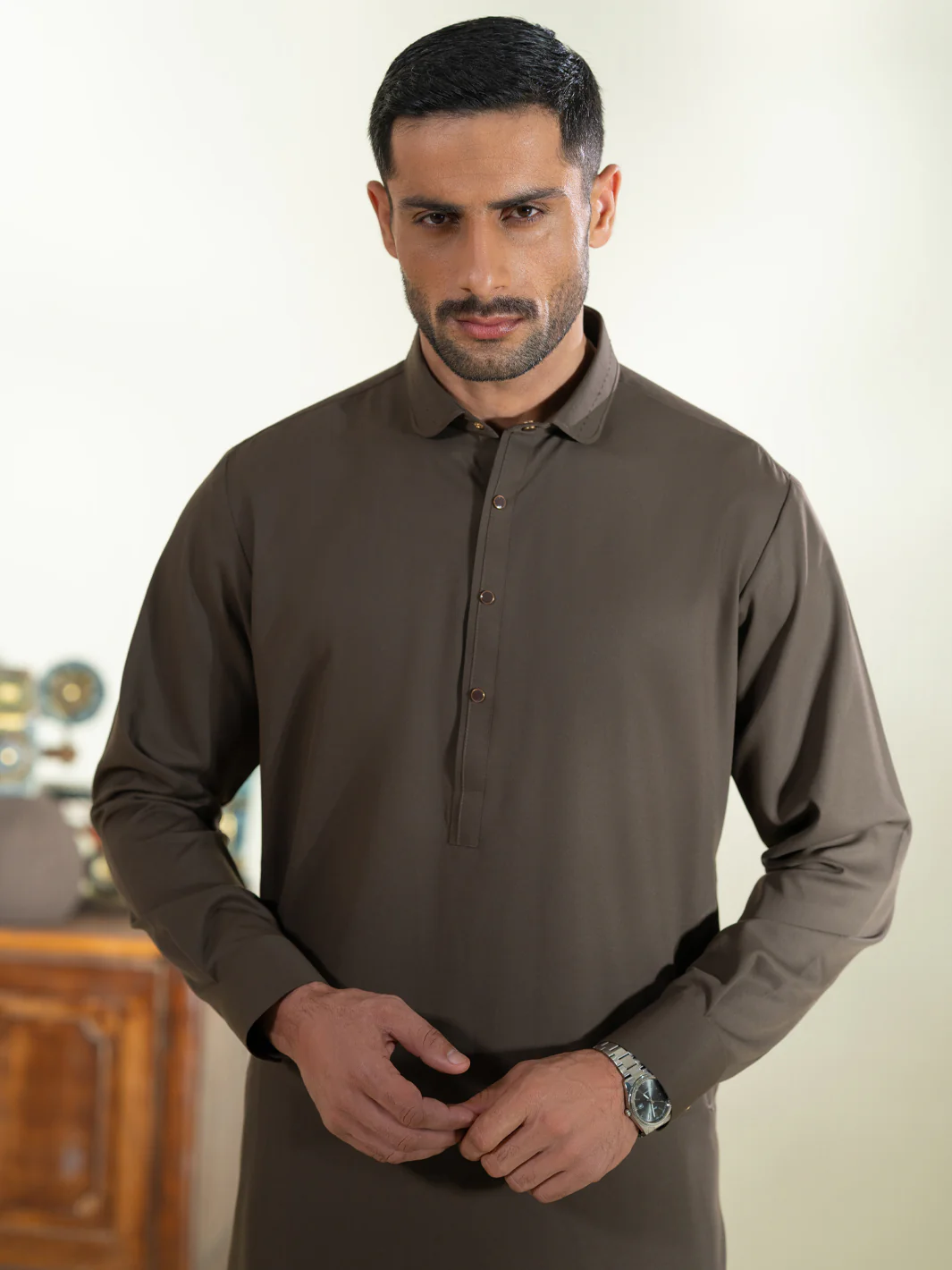 Brown Kameez Shalwar - ALWA-KS-601 - Image 2
