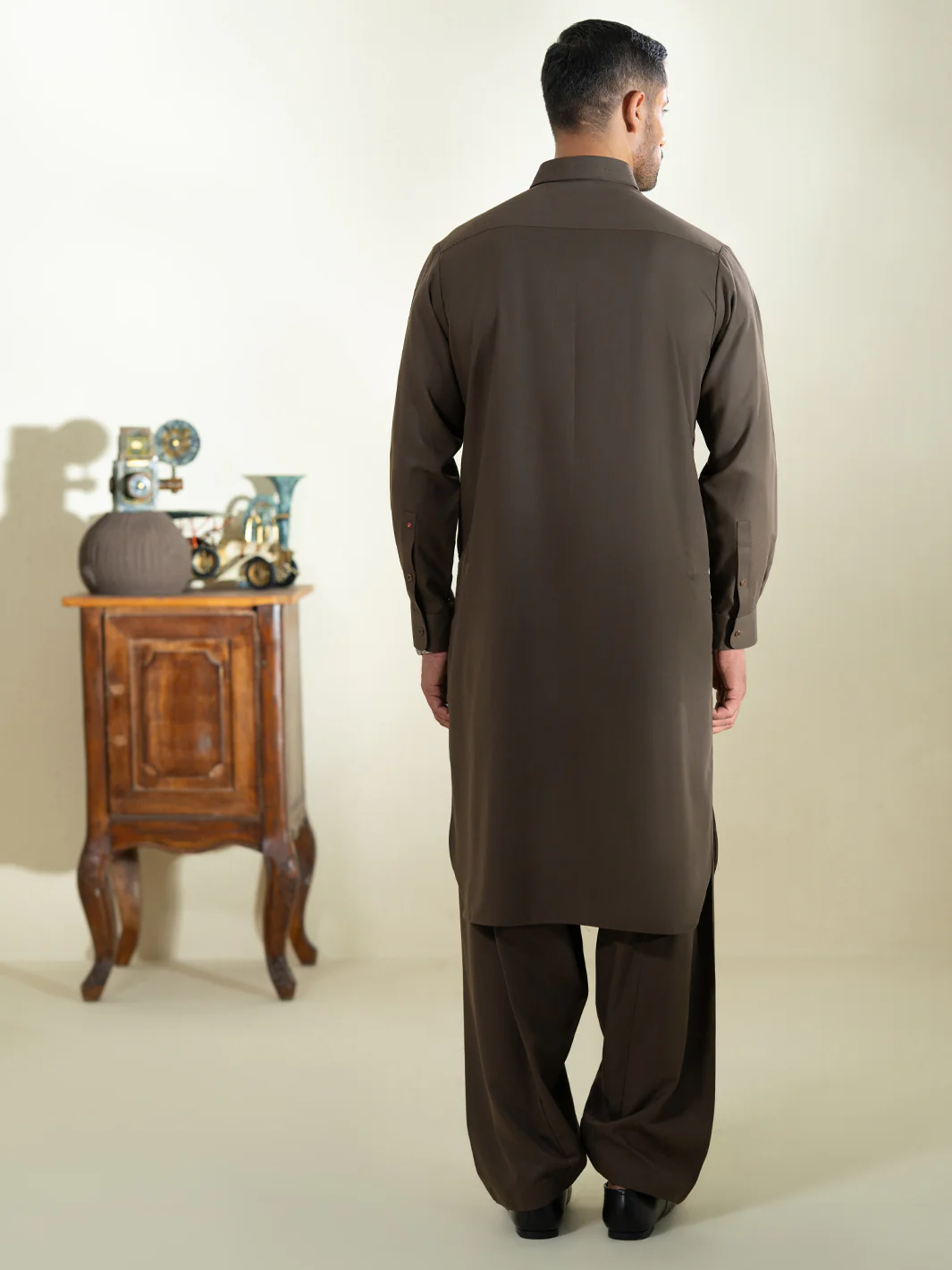 Brown Kameez Shalwar - ALWA-KS-601 - Image 3