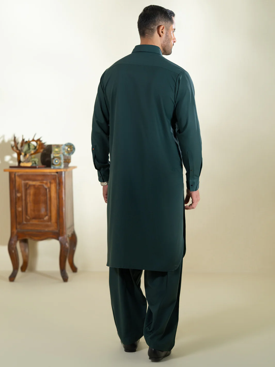 Dark Green Kameez Shalwar - ALWA-KS-602 - Image 3