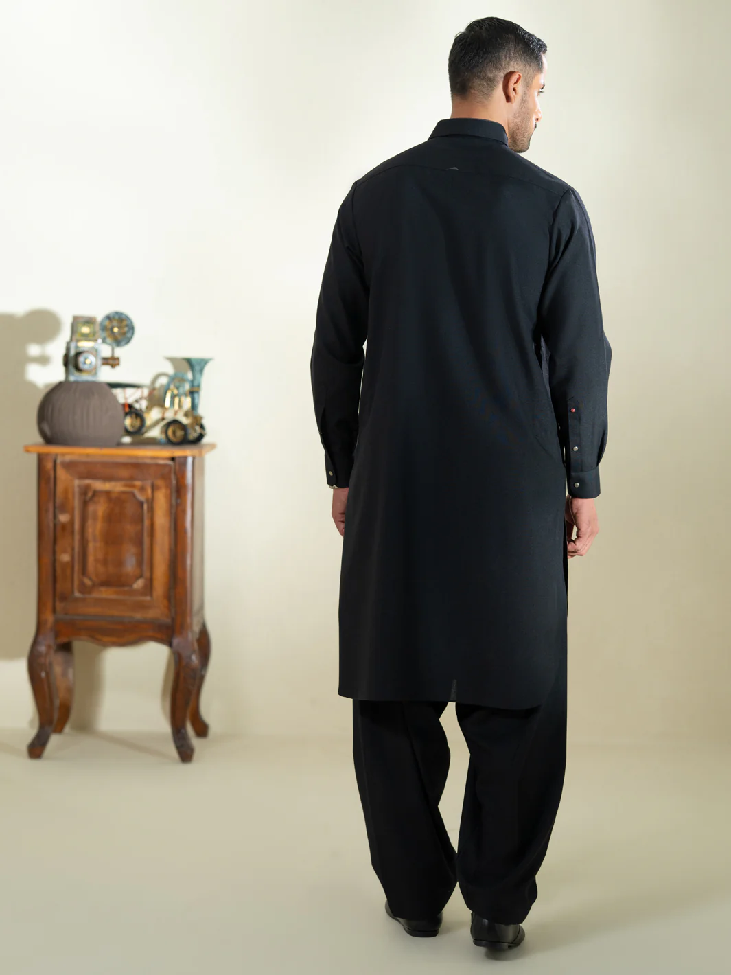 Black Kameez Shalwar - ALWA-KS-608 - Image 3