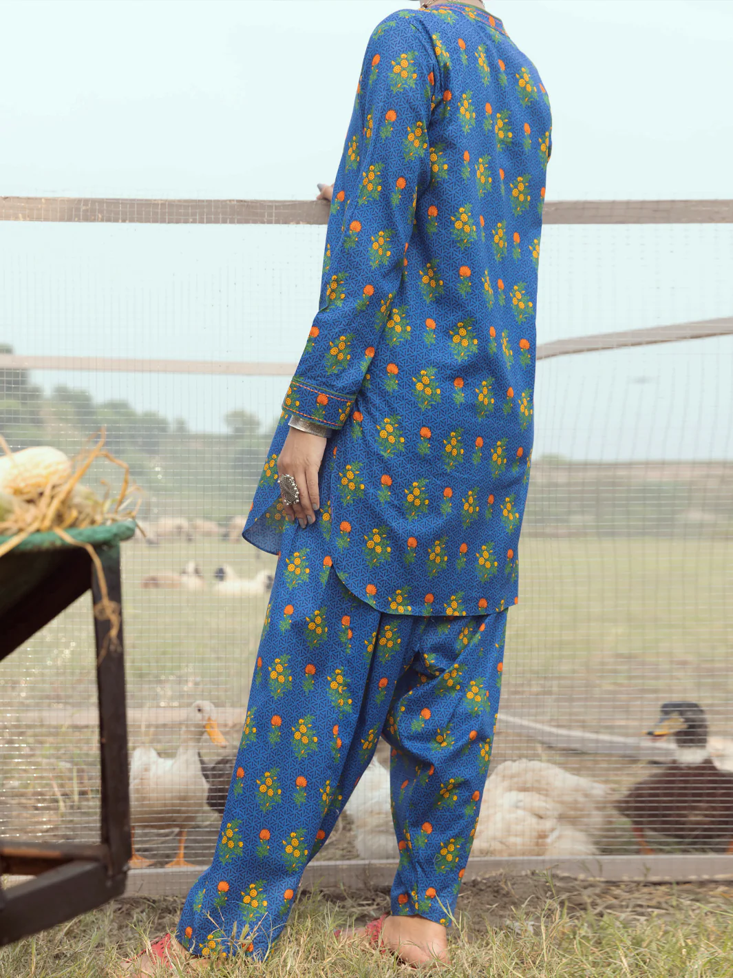 Navy Blue Cambric Unstitched 2 Piece - AWP-2PS-526 - Image 2