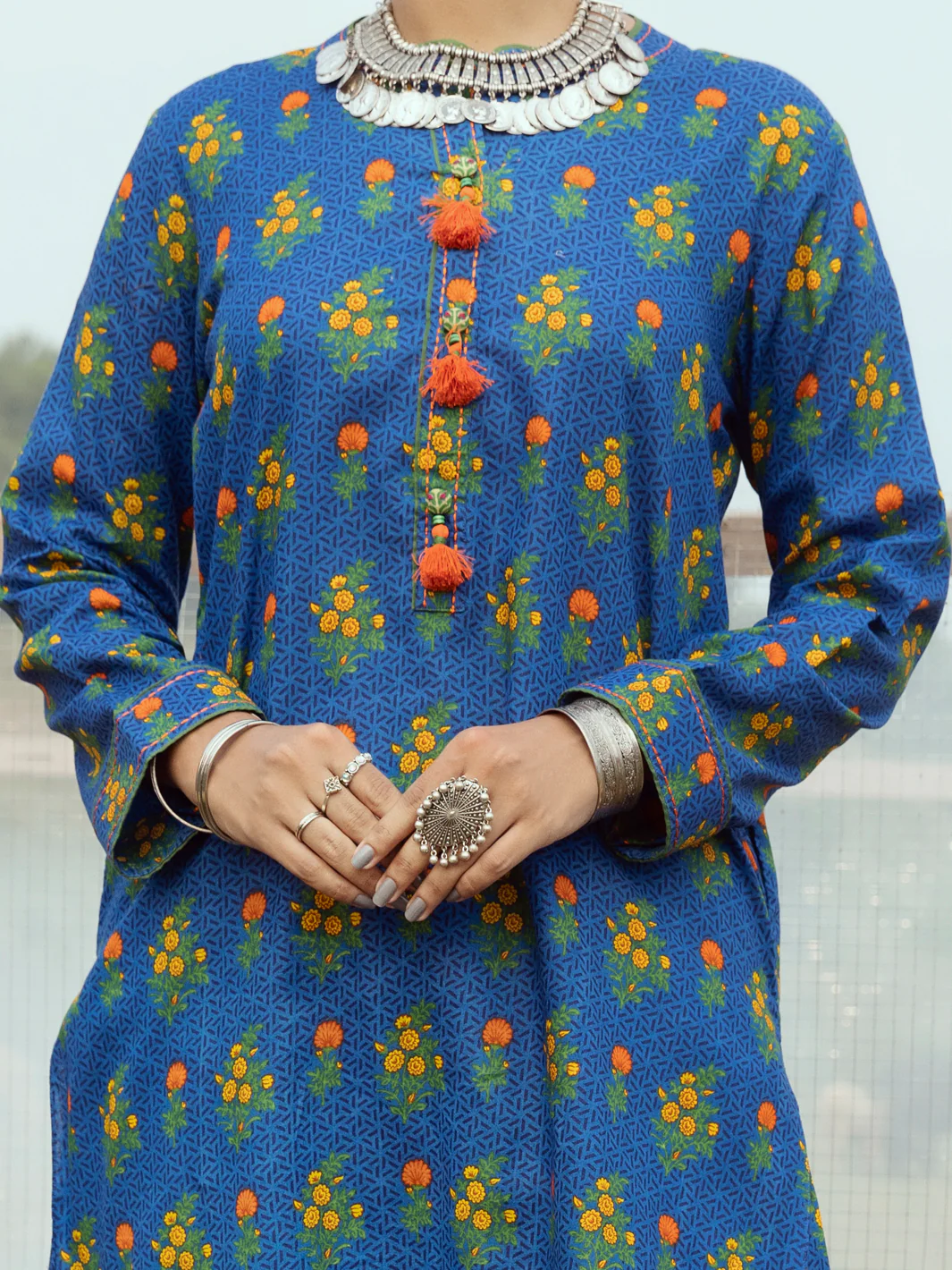 Navy Blue Cambric Unstitched 2 Piece - AWP-2PS-526 - Image 3