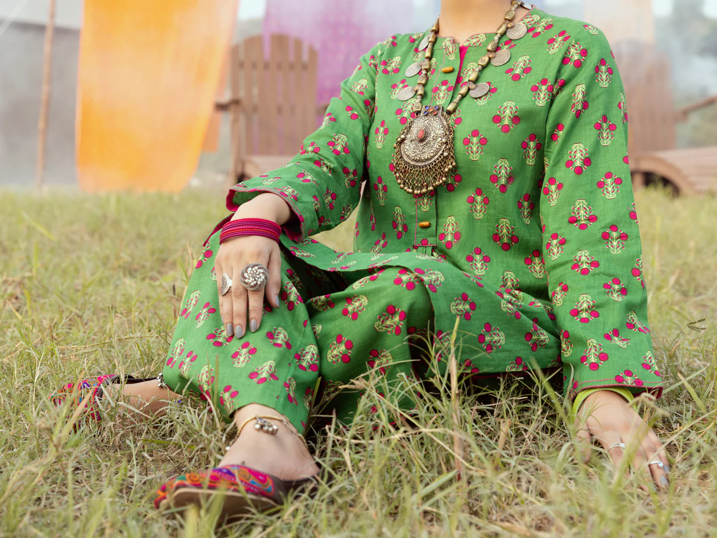Green Cambric Unstitched 2 Piece - AWP-2PS-527 - Image 4
