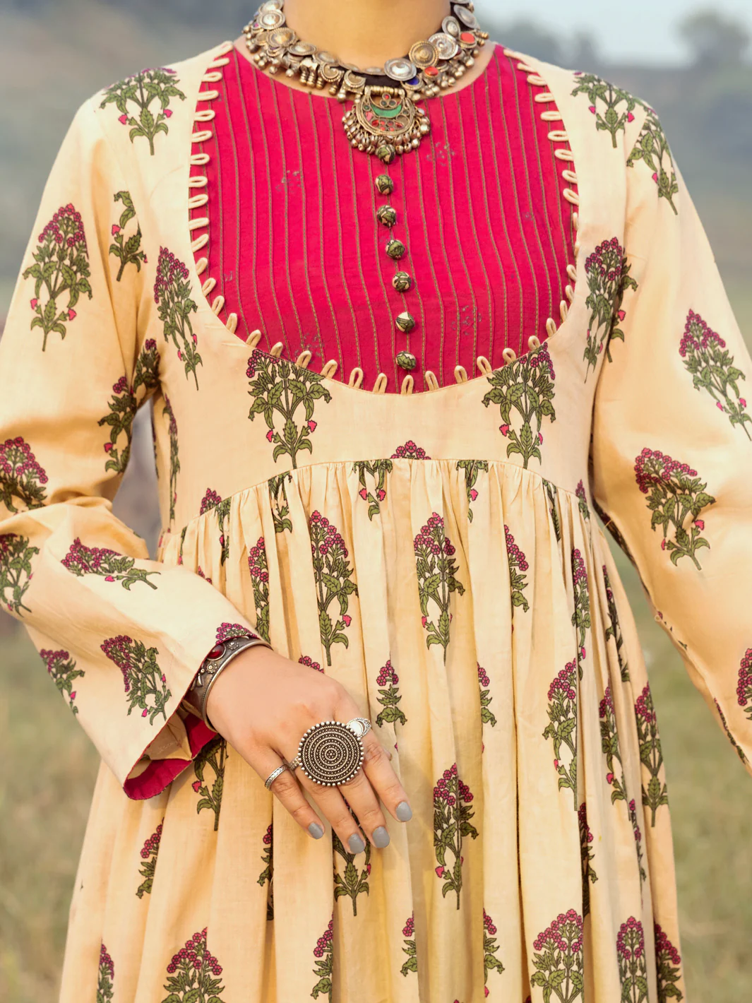 Beige Cambric Unstitched 2 Piece - AWP-2PS-531 - Image 3
