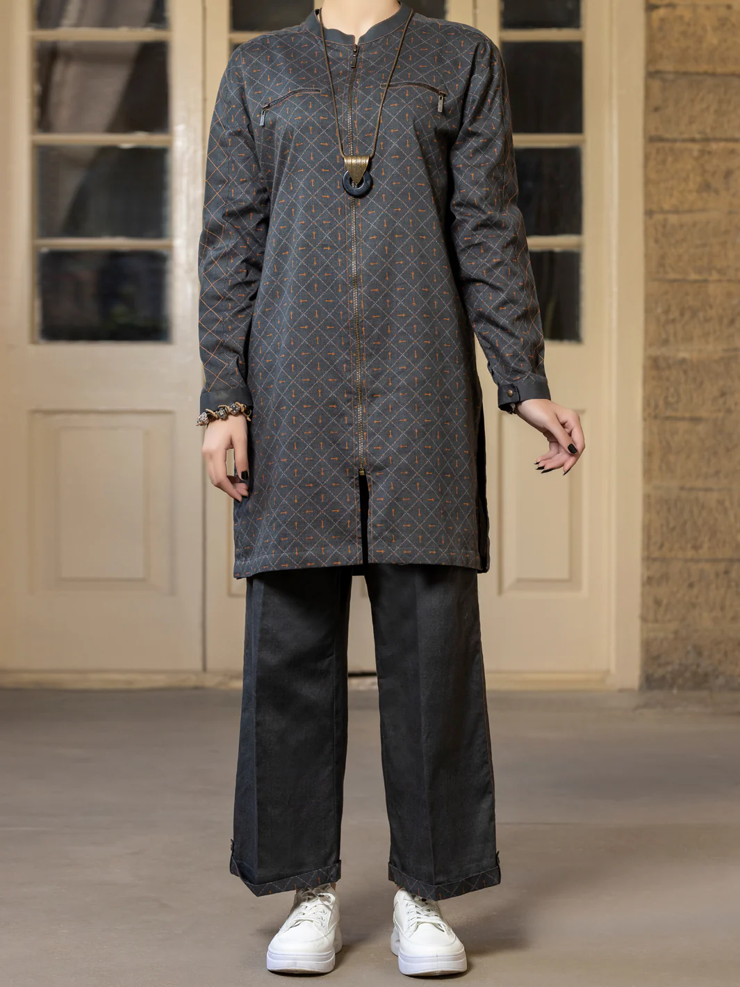 Dark Grey 2 Piece Stitched - AWP-2PS-LKS-392 - Image 5